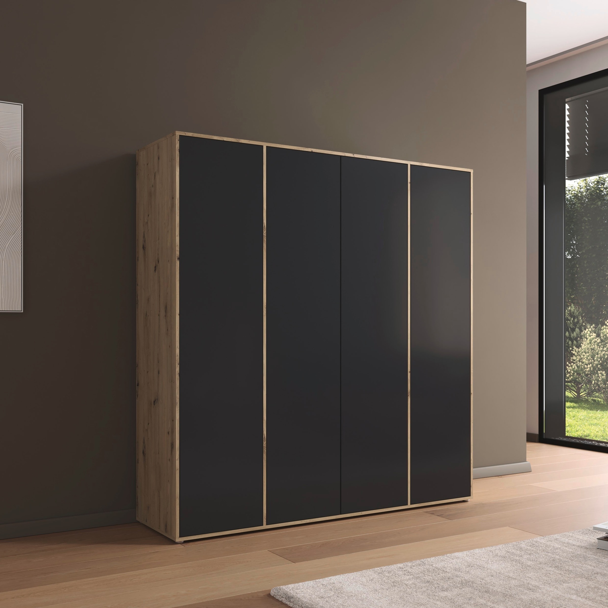 rauch Drehtürenschrank »Kleiderschrank Schrank Garderobe Wäscheschrank NABILA viel Stauraum«, (in 3 verschiedenen Ausstattungen BASIC/CLASSIC/PREMIUM), in 2 Breiten mit Push-to-Open Funktion TOPSELLER MADE IN GERMANY