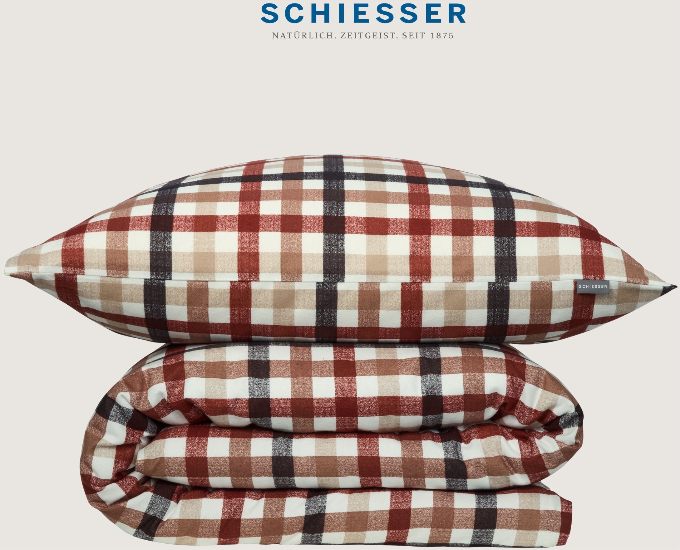 Thumbnail - Schiesser Bettwäsche "James aus weichem Baumwollflanell mit traditionellen Karos" 2 Stk. tlg. Made in Green