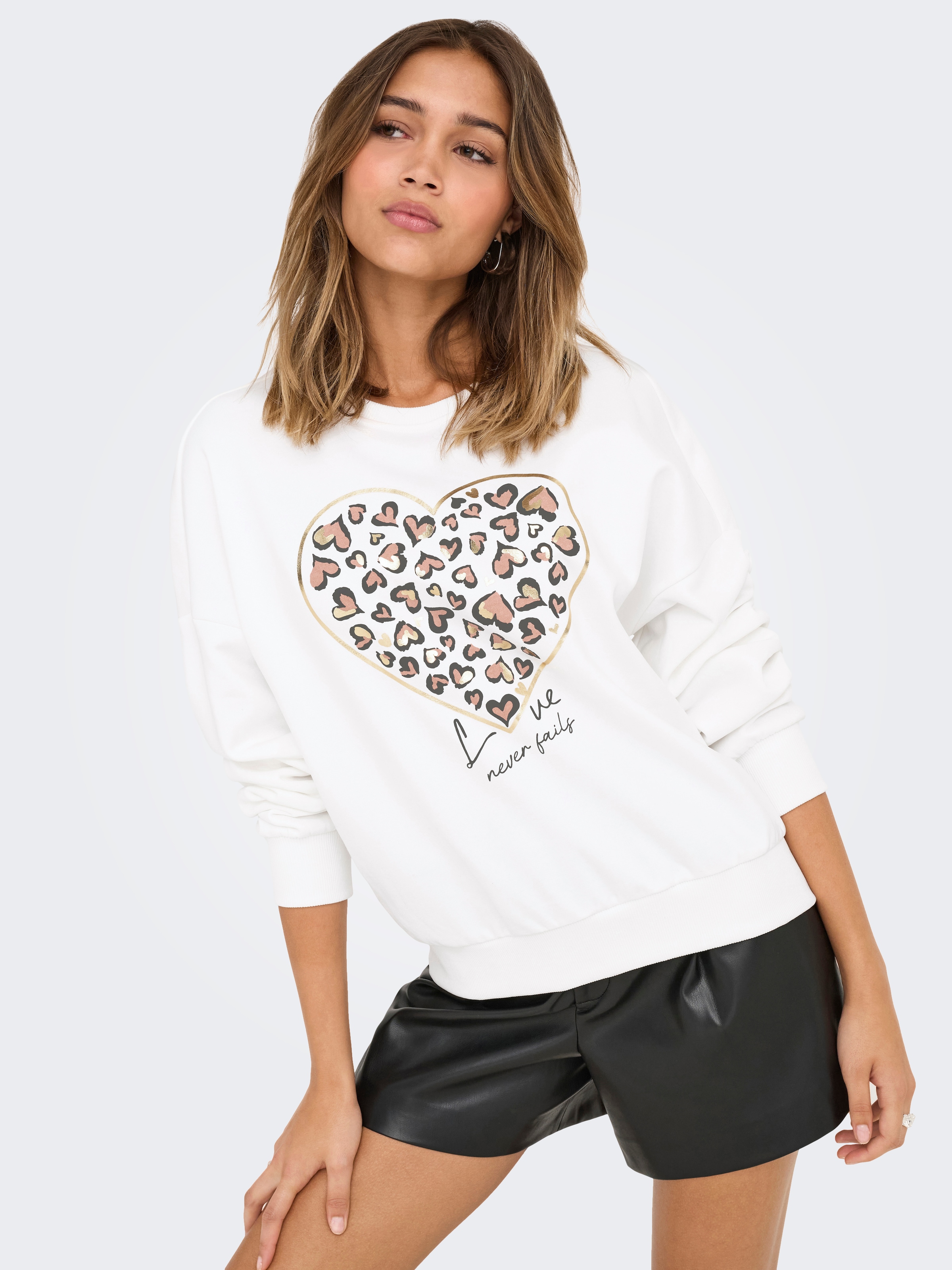 ONLY Sweatshirt "ONLTAMMIE L/S LEO PRINT O-NECK SWT" günstig online kaufen