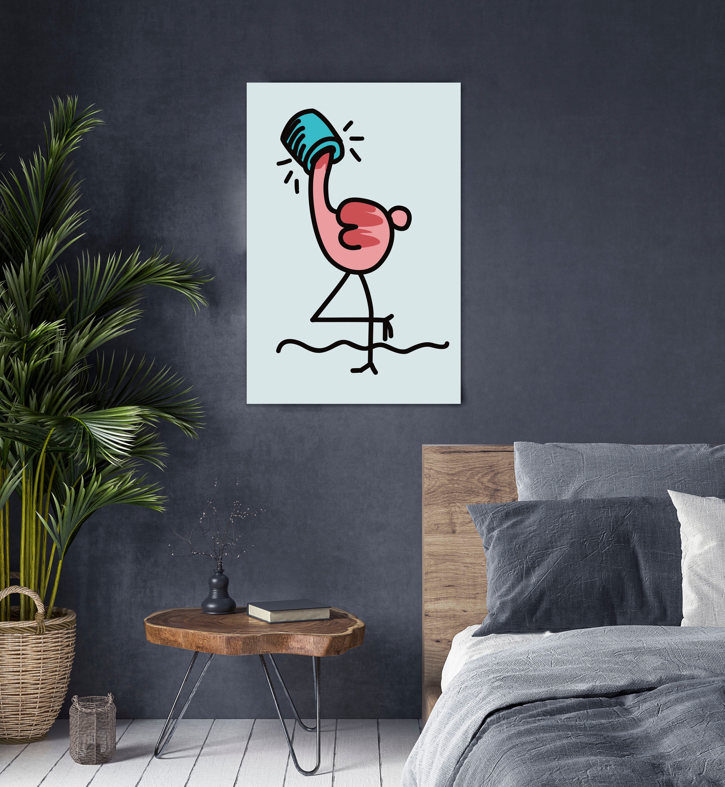 queence Leinwandbild »Flamingo«, Kunst-Vogelbilder-Motivationsbilder, Premium-Leinwandstoff, Handarbeit aus Deutschland