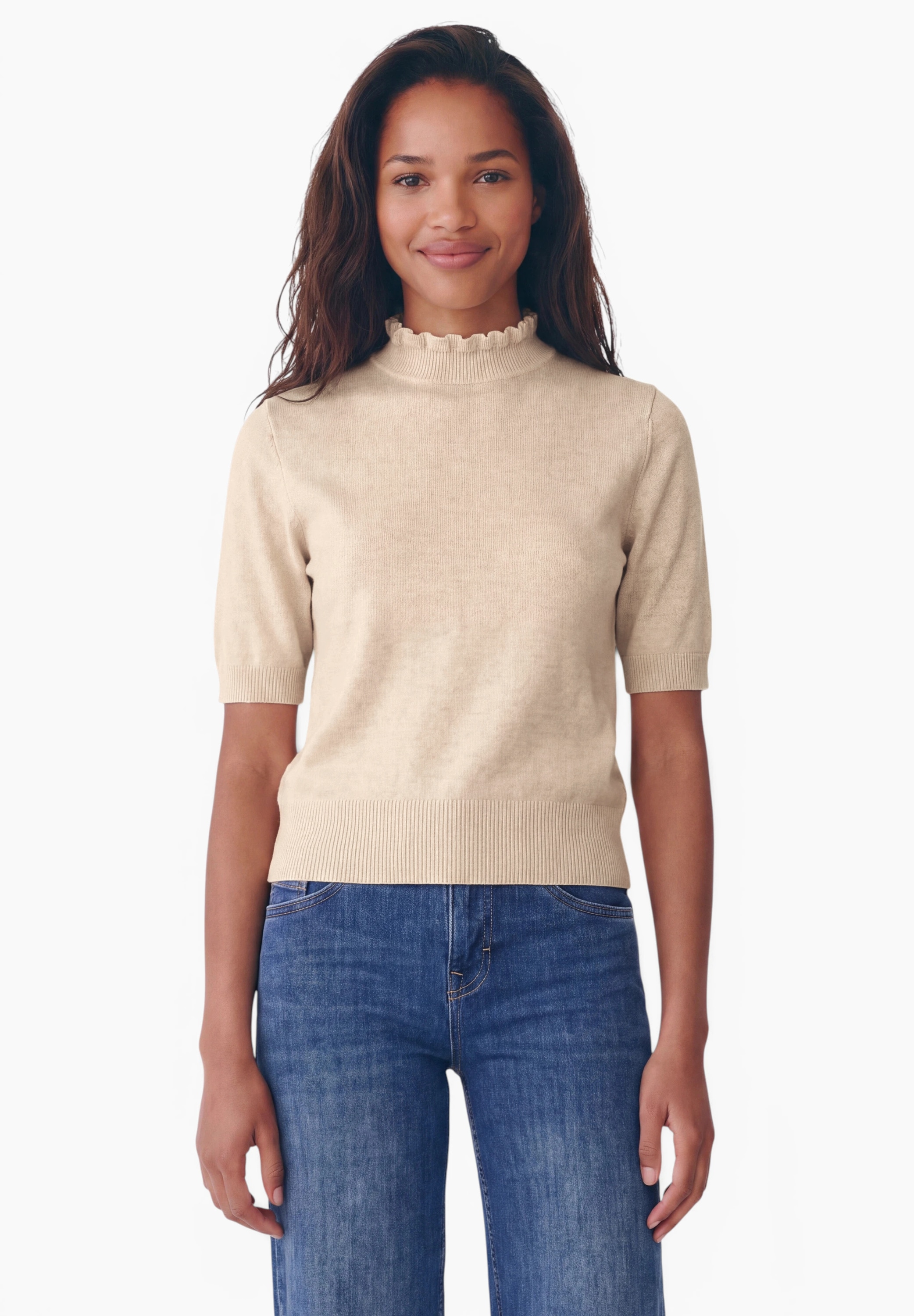 STREET ONE STUDIO Kurzarmpullover im soften Baumwoll-Mix