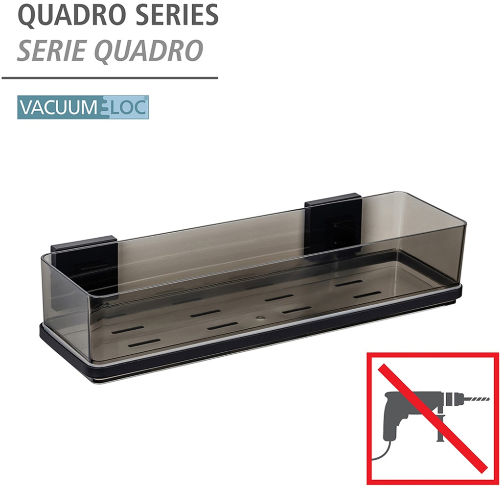 WENKO Duschablage »Vacuum-Loc® Modell Quadro«, aus Kunststoff, Edelstahl-Halterung, Befestigen ohne Bohren