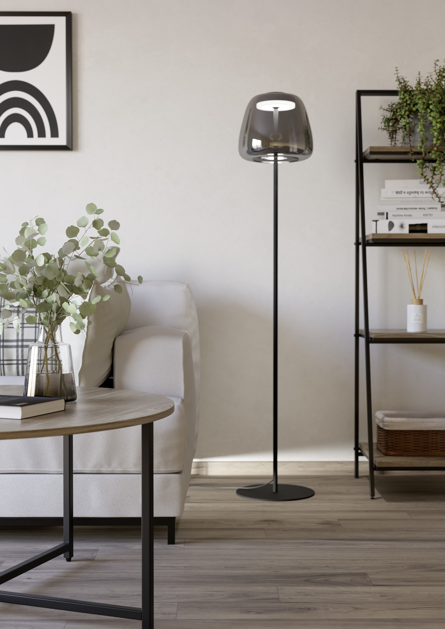 EGLO Stehlampe »ALFERO-Z Stehlampe - Stahl - LED - 15,5W - IP20« LED-Modul 1 Stk. Kaltweiß | Neutralweiß | Warmweiß Standleuchte, Leselampe, Wohzimmer, Schlafzimmer, H139,5 x Ø27,5 cm