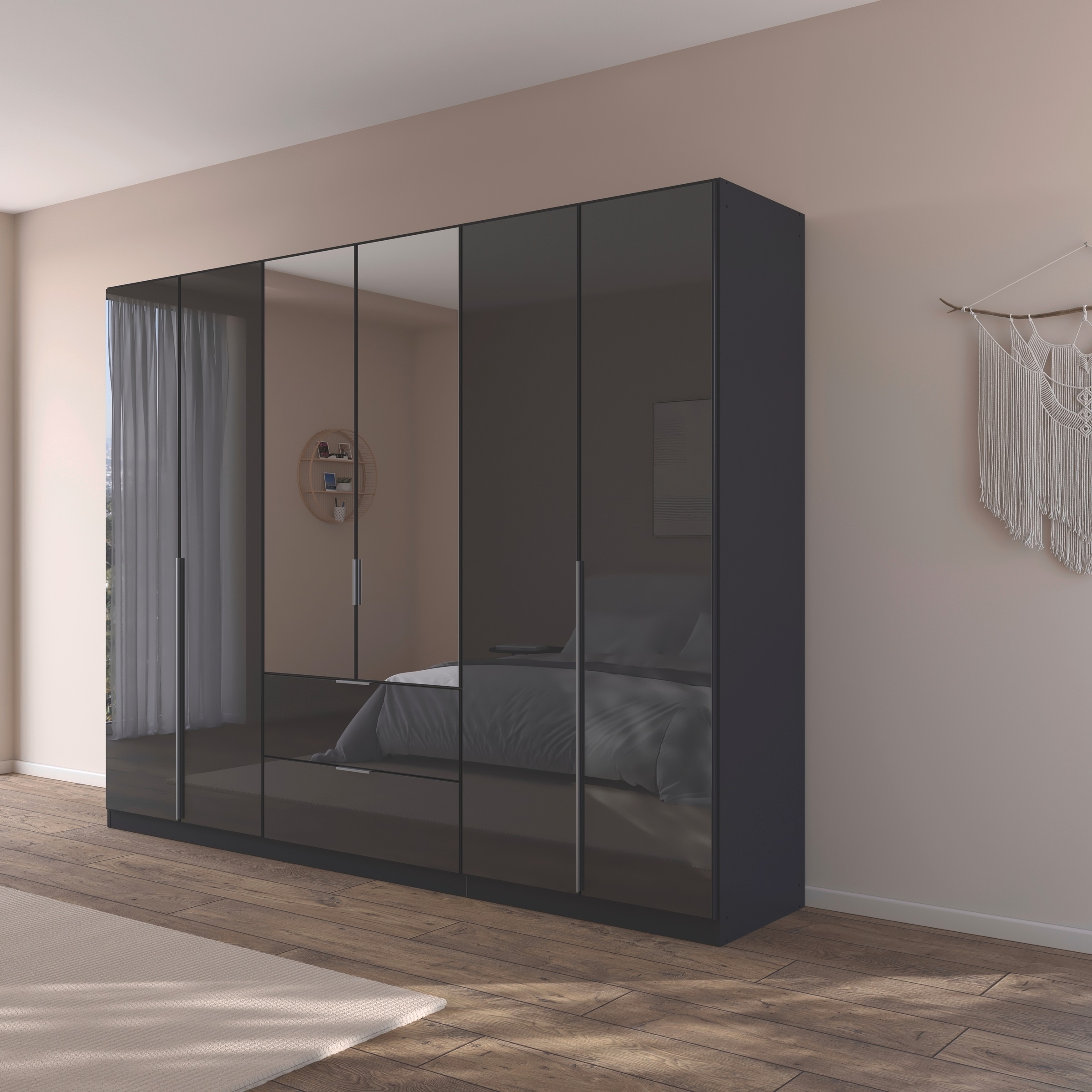 rauch Drehtürenschrank »Kleiderschrank Kleiderschränke Schrank Garderobe AGORDO mit Glasfront«, mit Außenschubkästen, in 6 Breiten und 2 Höhen MADE IN GERMANY