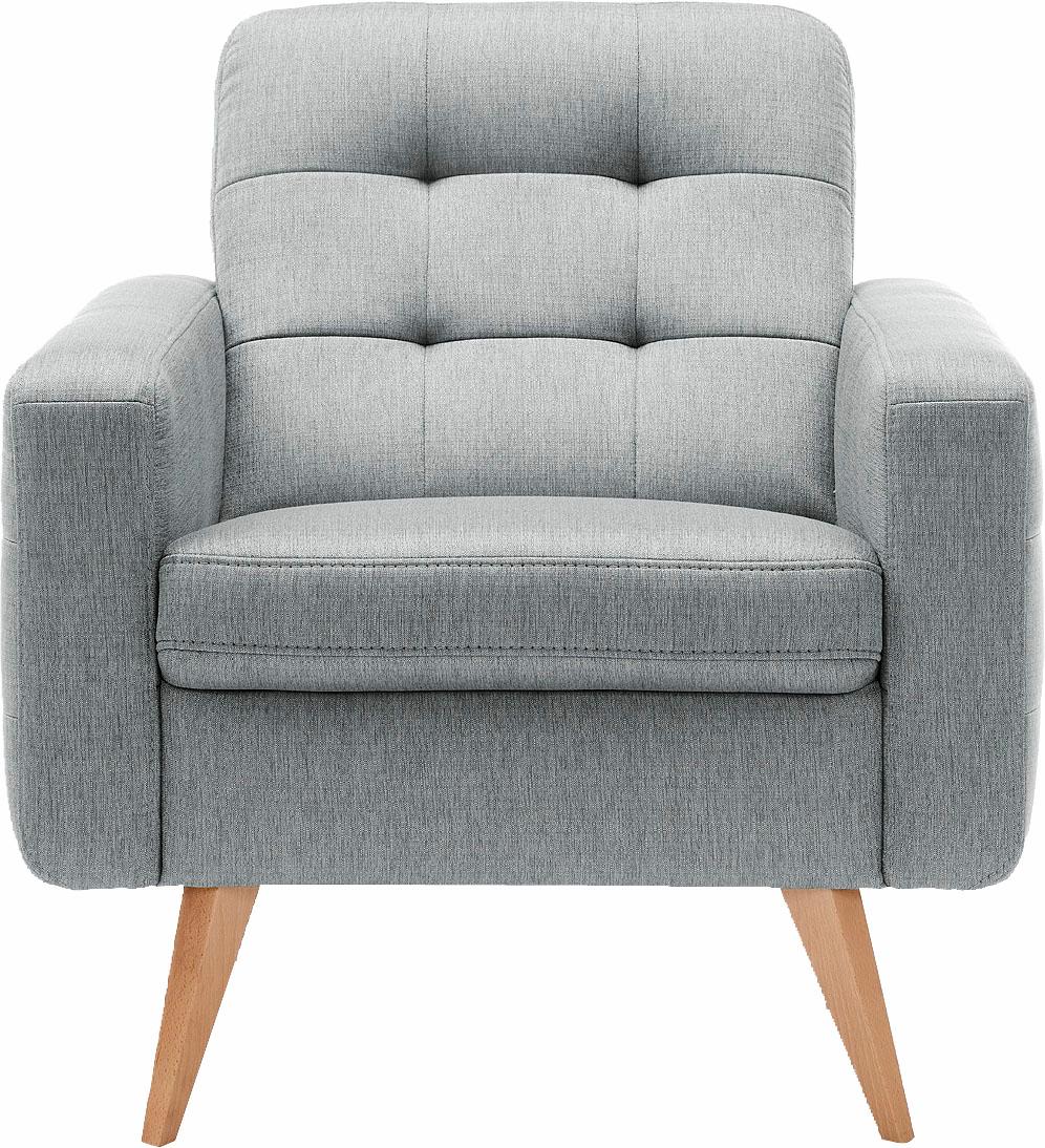 exxpo - sofa fashion Sessel "Nappa, Loungesessel, Rückensteppung, bequem & modern, Breite 81cm" hohe Holzfüße