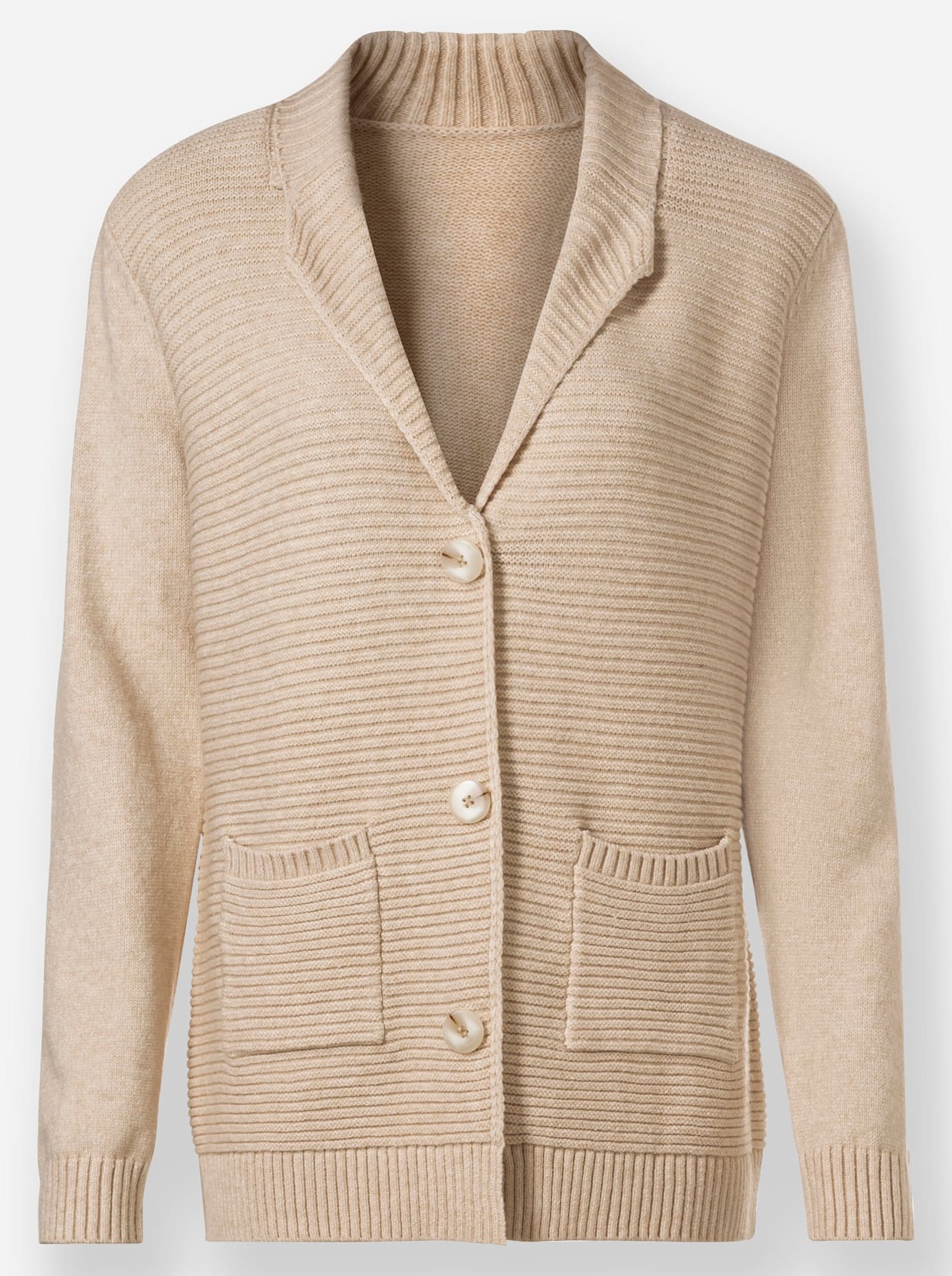 Cardigan INSPIRATIONEN, Damen, Gr. 42, beige (elfenbein, meliert), 45% Viskose, 35% Polyamid, 20% Polyester, meliert, unifarben, Strickjacken 3