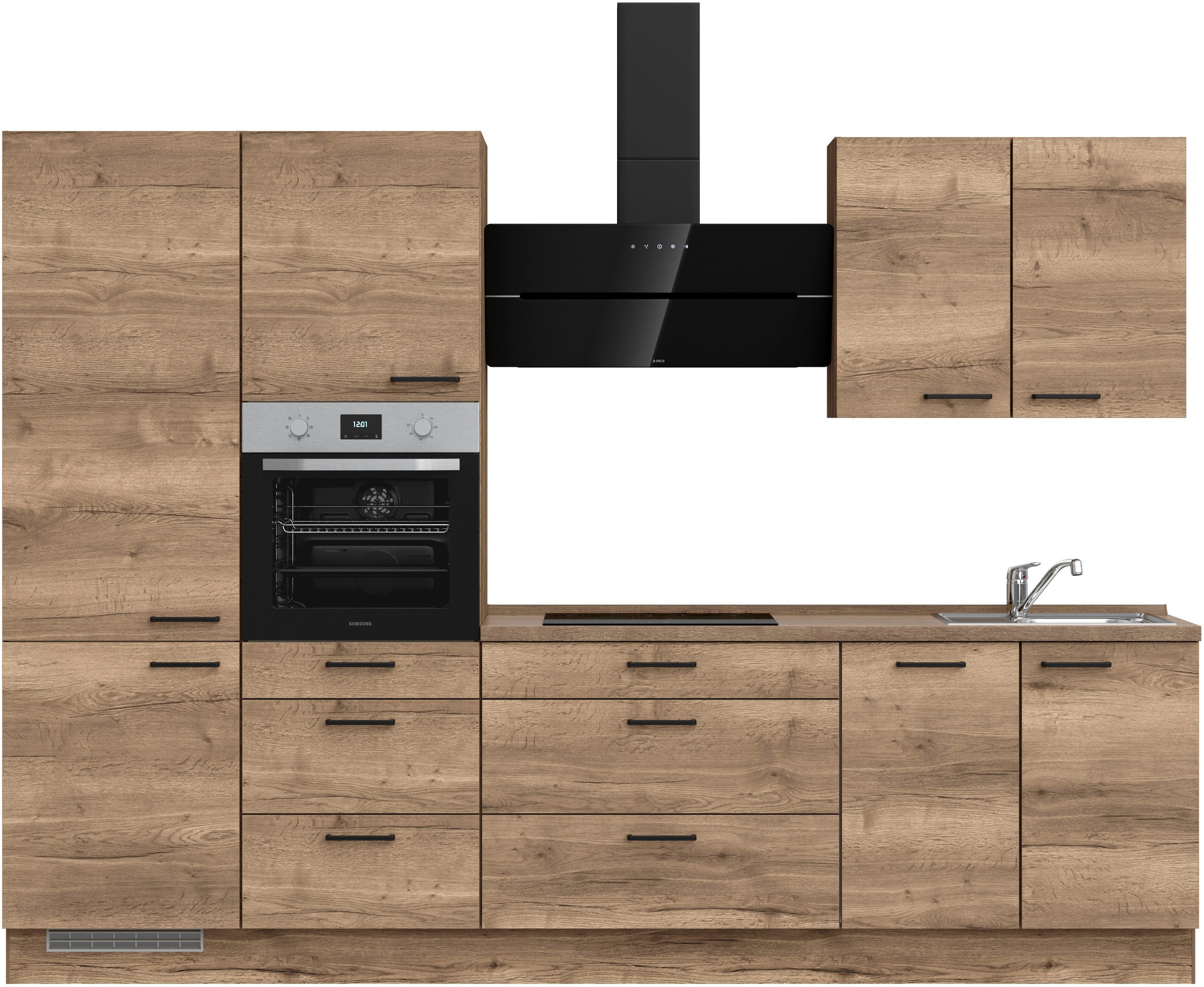 nobilia Küchenzeile ""Structura II", NEU: individuell anpassbar mit gratis Profi-Beratung" vormontiert, Breite 300 cm, Ausrichtung wählbar, wahlw. mit E-Geräten