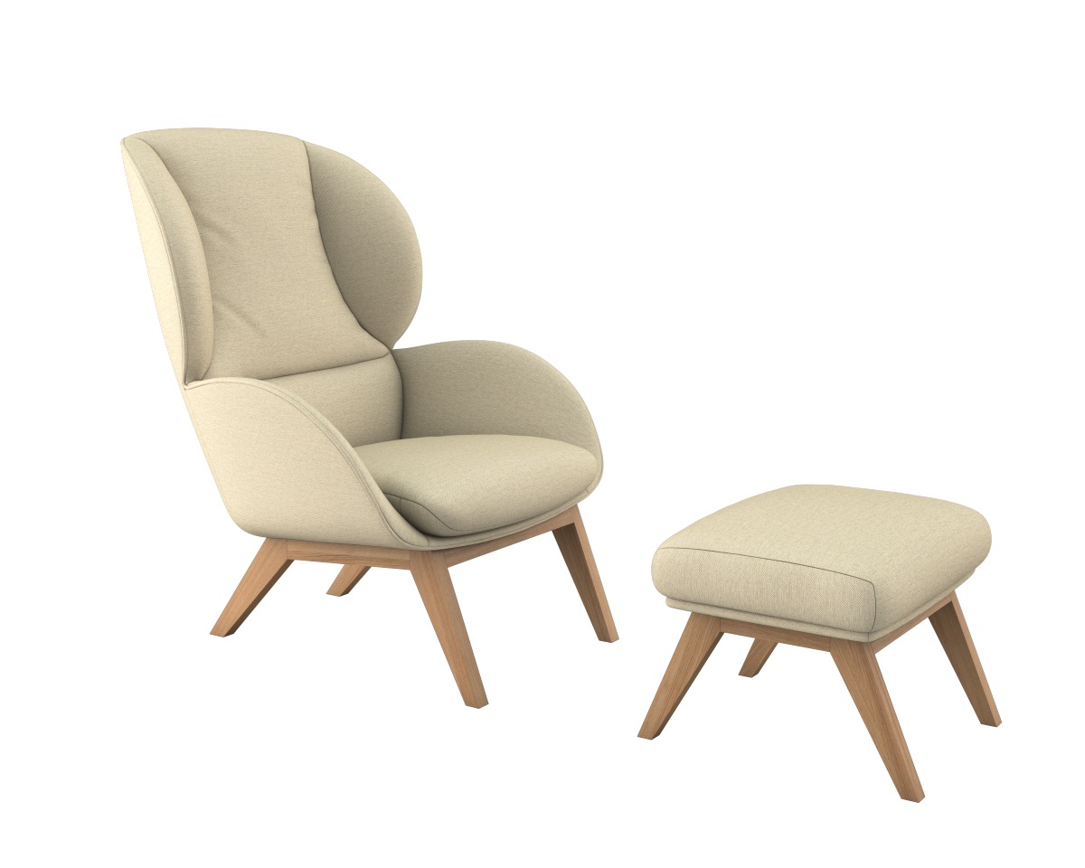 Thumbnail - FLEXLUX Ohrensessel "Adria" Stil & Komfort, organische Form, Fuß Eiche