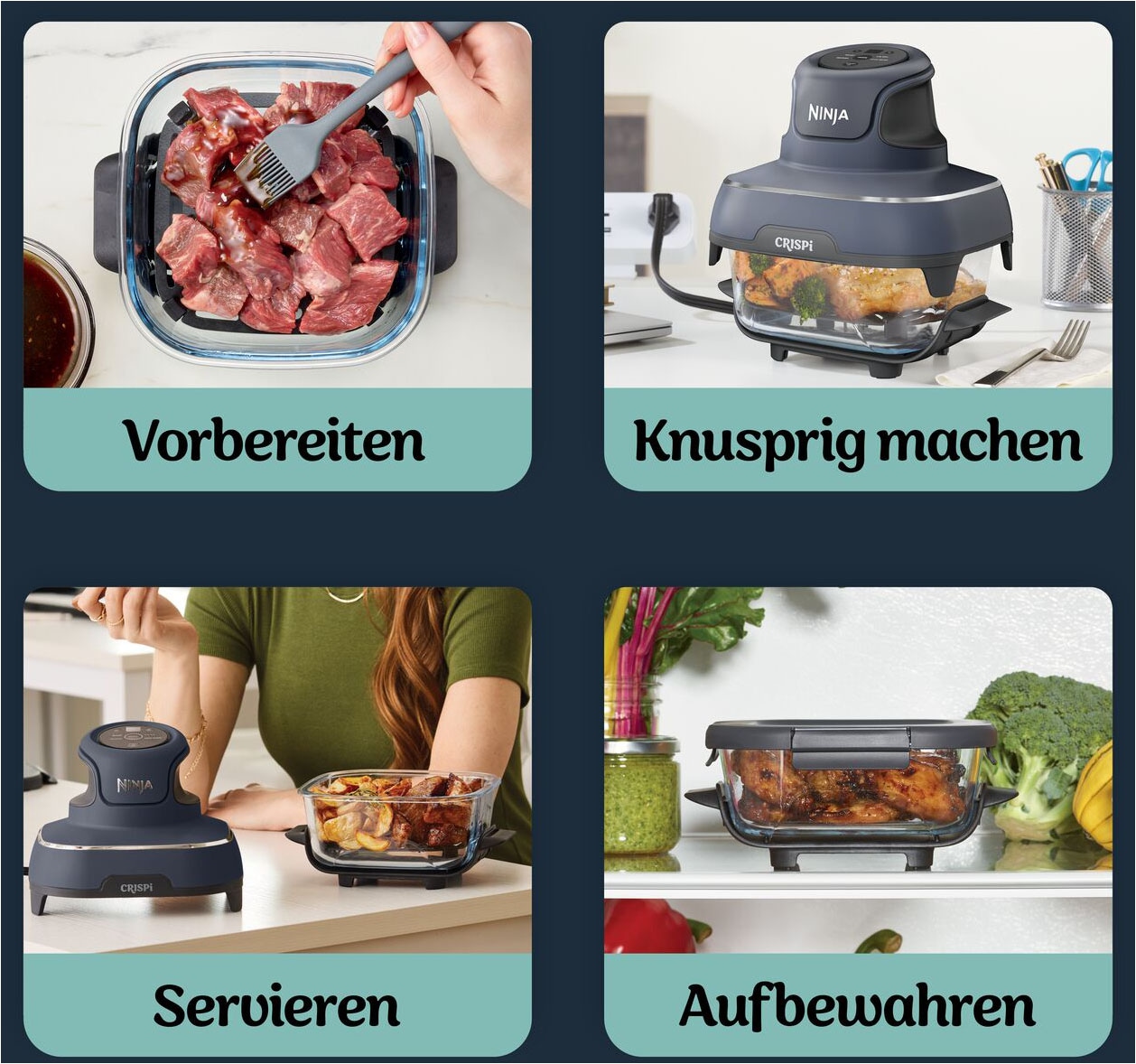 NINJA Heißluftfritteuse »CRISPi 4-in-1 Cyber Space - FN101EUGY« 1700 W tragbar