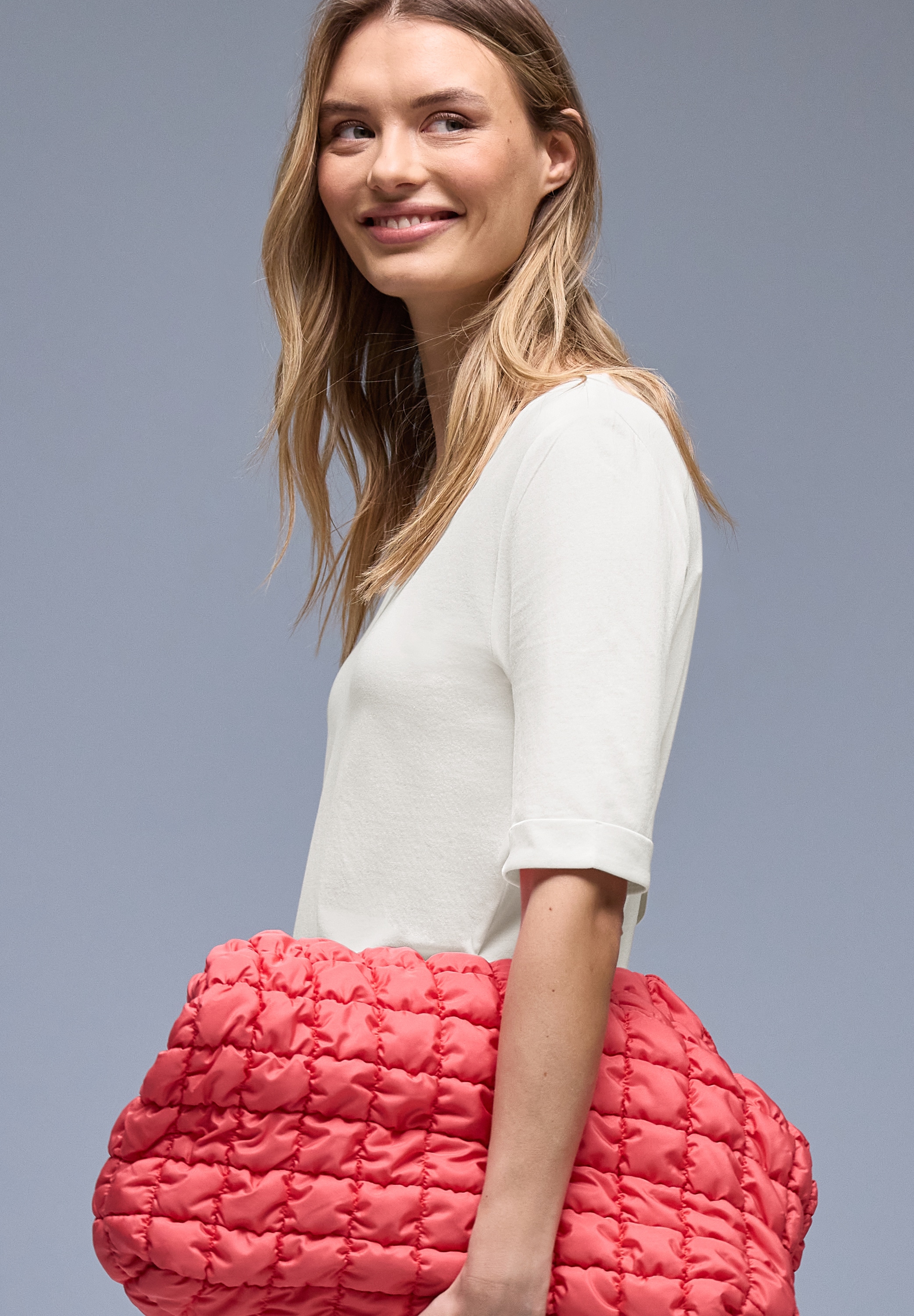 STREET ONE Rundhalsshirt Halbarm mit Turn-up