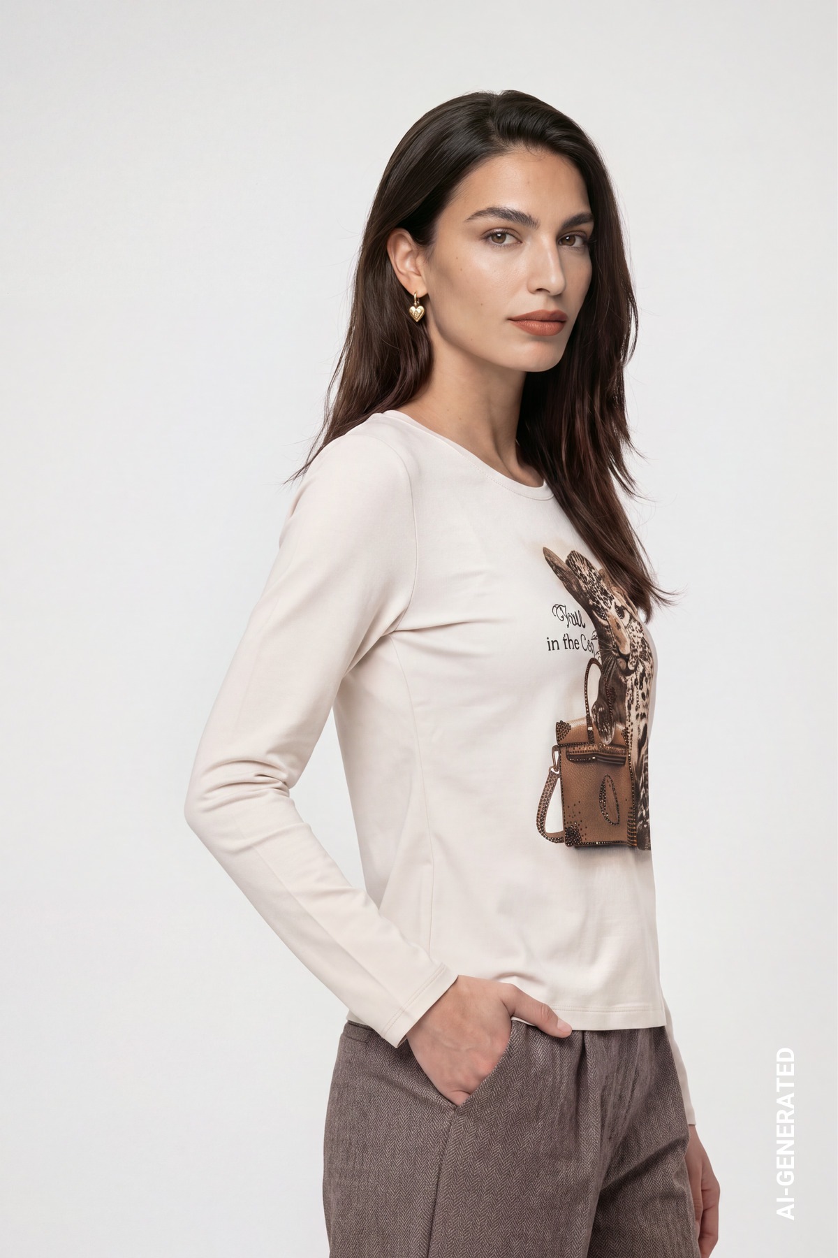 Monari Langarmshirt Regular fit, Strasssteine, Rundhalsausschnitt