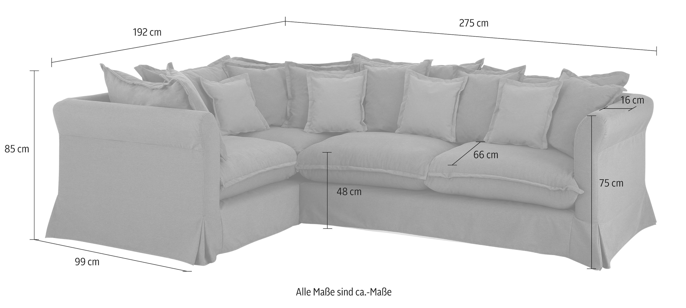 Home affaire Ecksofa »Luise L-Form«, mit vielen losen Kissen und abnehmbarer Husse