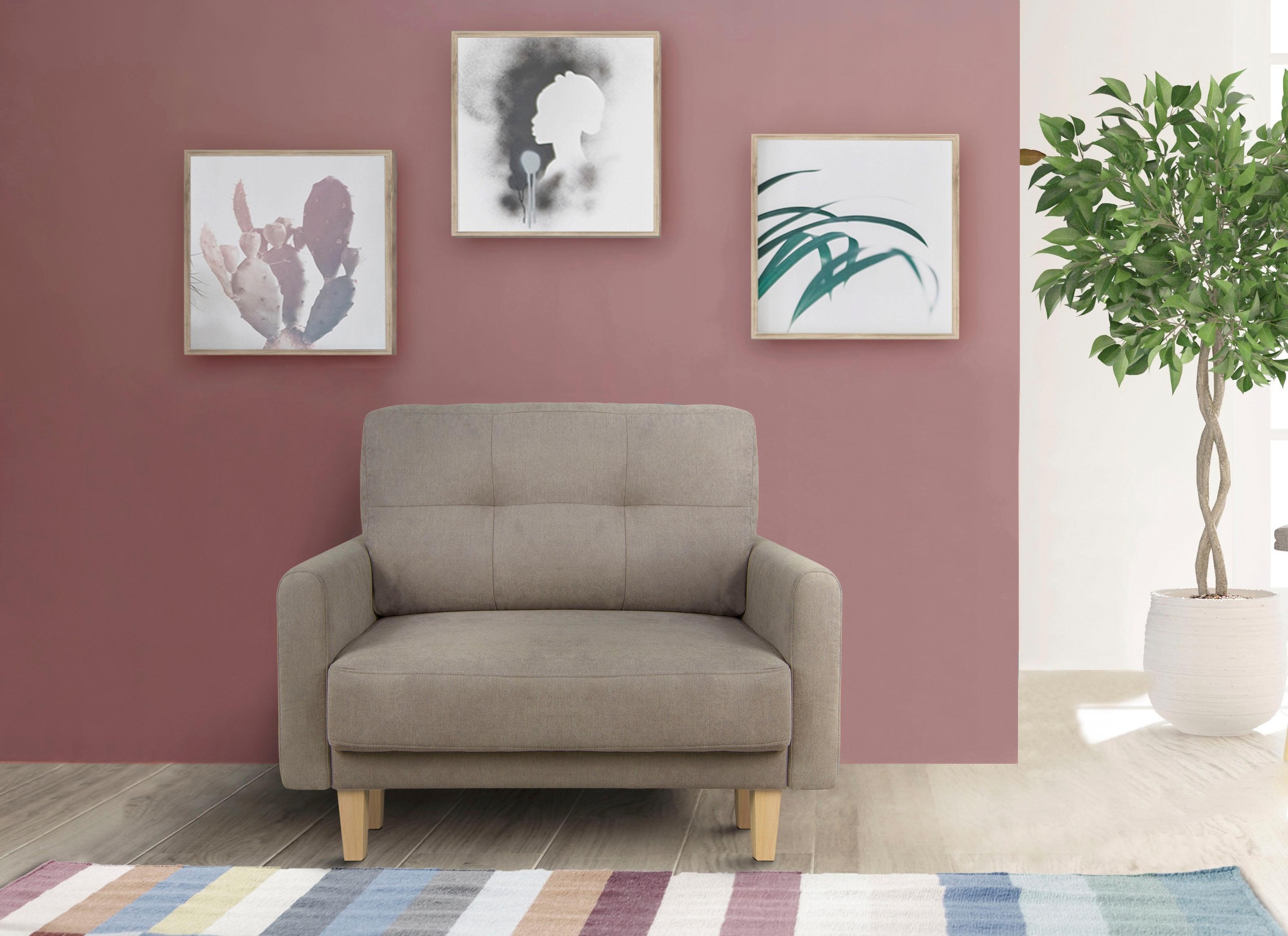 Home affaire Sessel »TRIPLO Relaxsessel mit Wellenunterfederung, Maße B/T/H: 95/100/89 cm«, Polstersessel mit Steppung im Rückenkissen, hohe Qualität