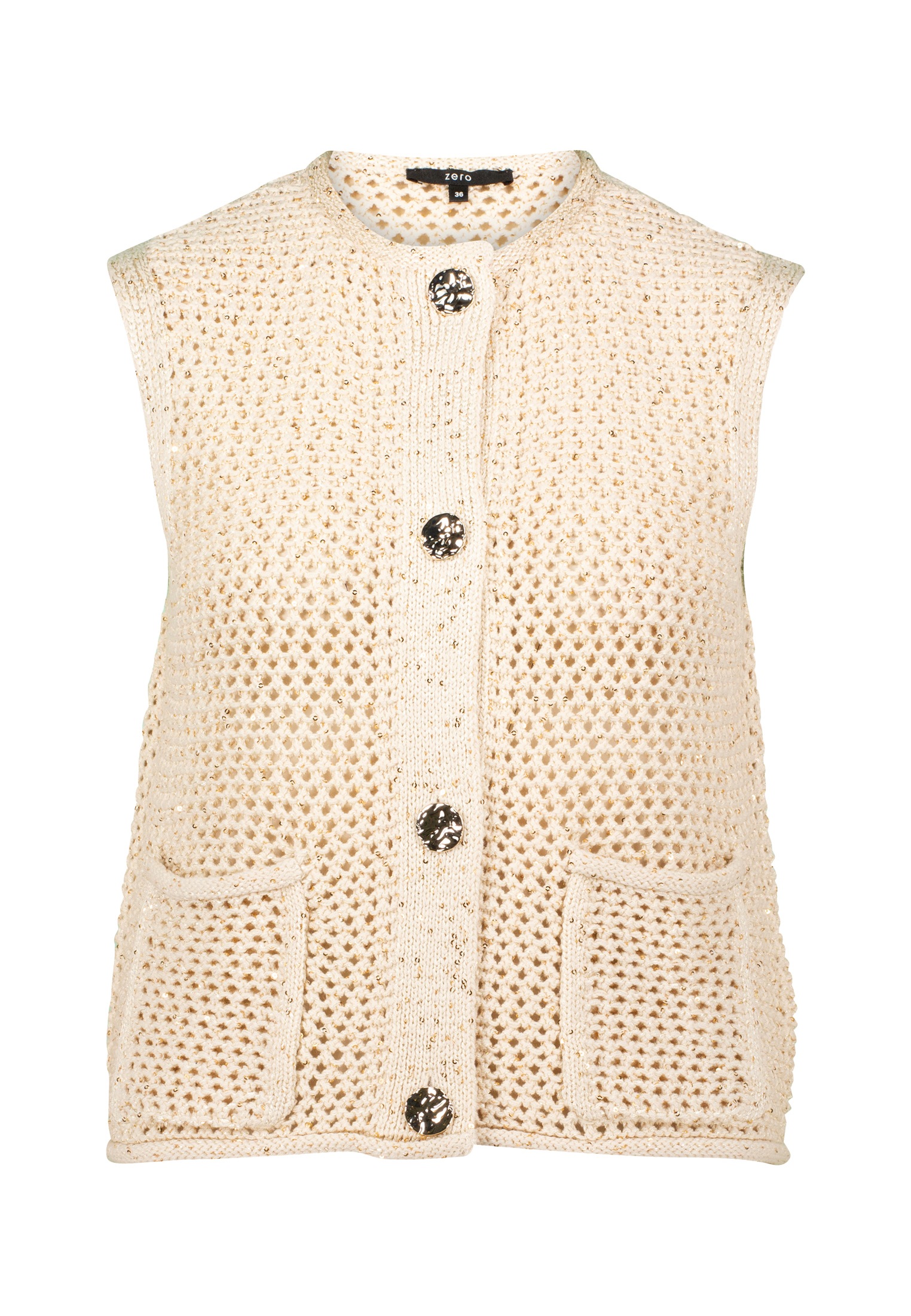 Zero Strickpullover "zero Strickweste mit Glitzer", (1 tlg.), Knopfleiste günstig online kaufen