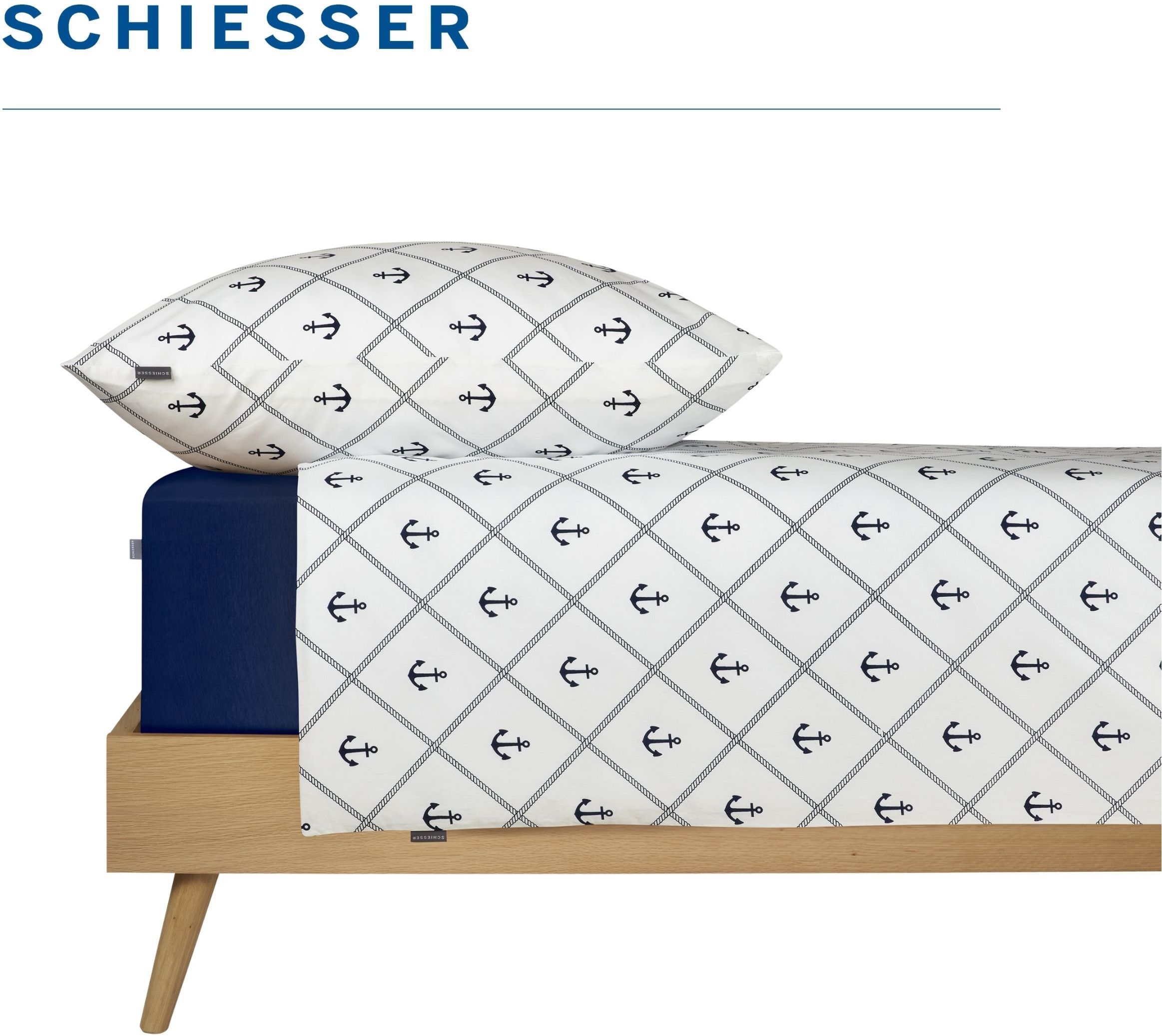Schiesser Bettwäsche »Nola aus weicher Baumwolle in martitimem Look« 2 Stk. OEKO-TEX® MADE IN GREEN