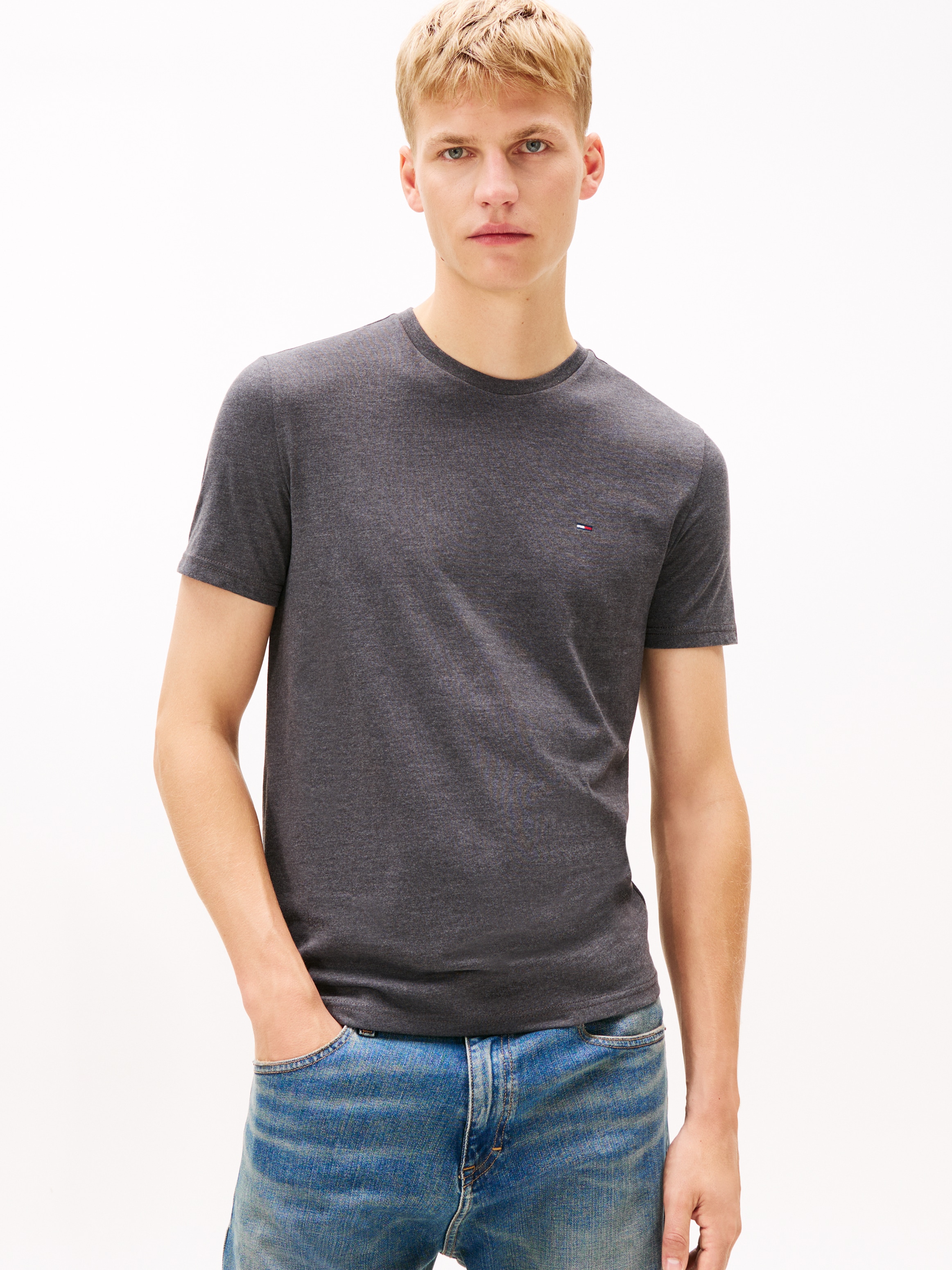 Tommy Jeans T-Shirt "TJM XSLIM JASPE HTR TEE EXT" Mit Rundhalsausschnitt günstig online kaufen