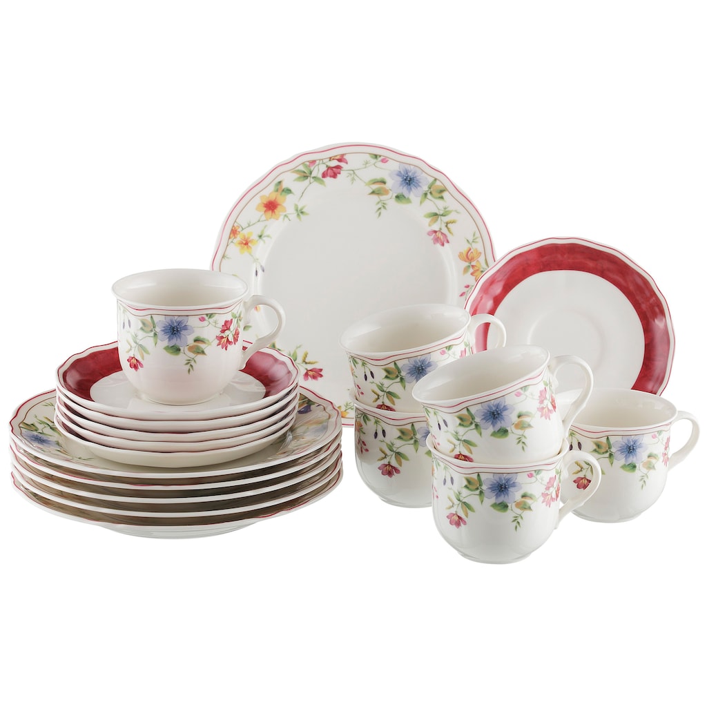 CreaTable Kaffeeservice »Geschirr-Set Cornwall«, (Set, 18 tlg., Kaffeegeschirr für 6 Personen)