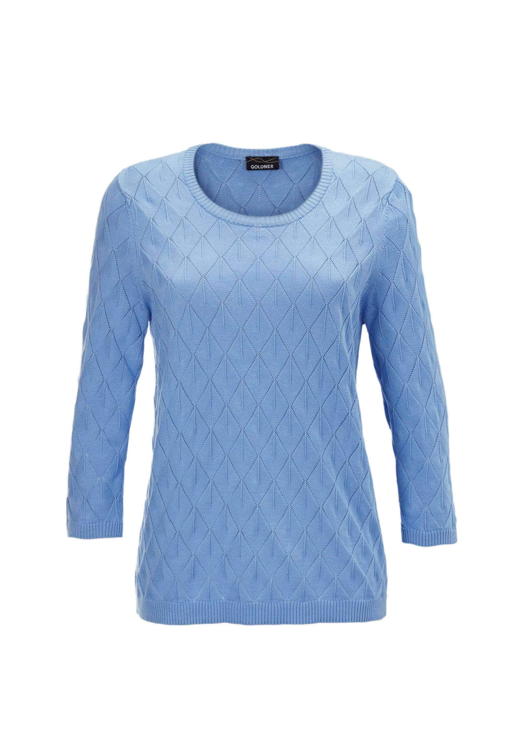 GOLDNER Rundhalspullover "Kurzgröße Gepflegter Ajour-Pullover mit femininen Durchbrüchen" Ohne