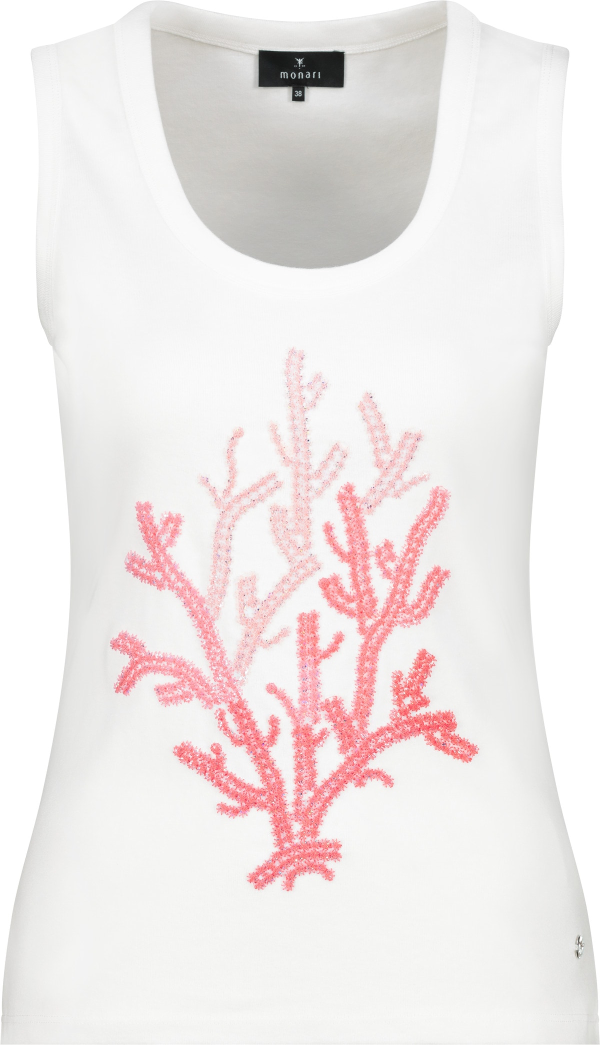 Monari Tanktop »Top Koralle + Rippe«, Mit tiefem Rundhalsausschnitt
