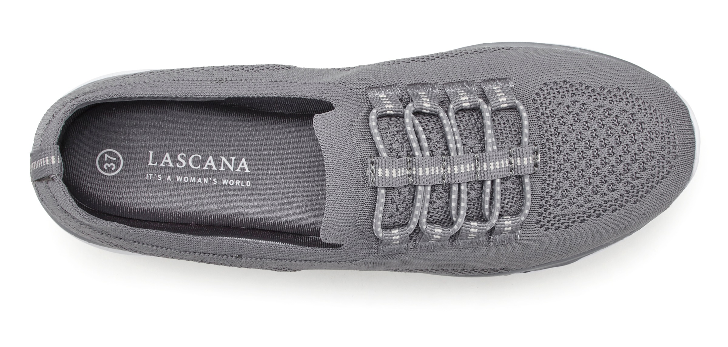 Sneaker LASCANA "Slipper, Halbschuh, Slip-On-Sneaker", Damen, Gr. 38, grau, Obermaterial: 100% Textilmaterial. Decksohle: 100% Textilmaterial. Futter: 100% Textilmaterial. Laufsohle: 100% Synthetik, unifarben, Basic, Schuhe Sneaker, aus leichtem Textil-Ma 2