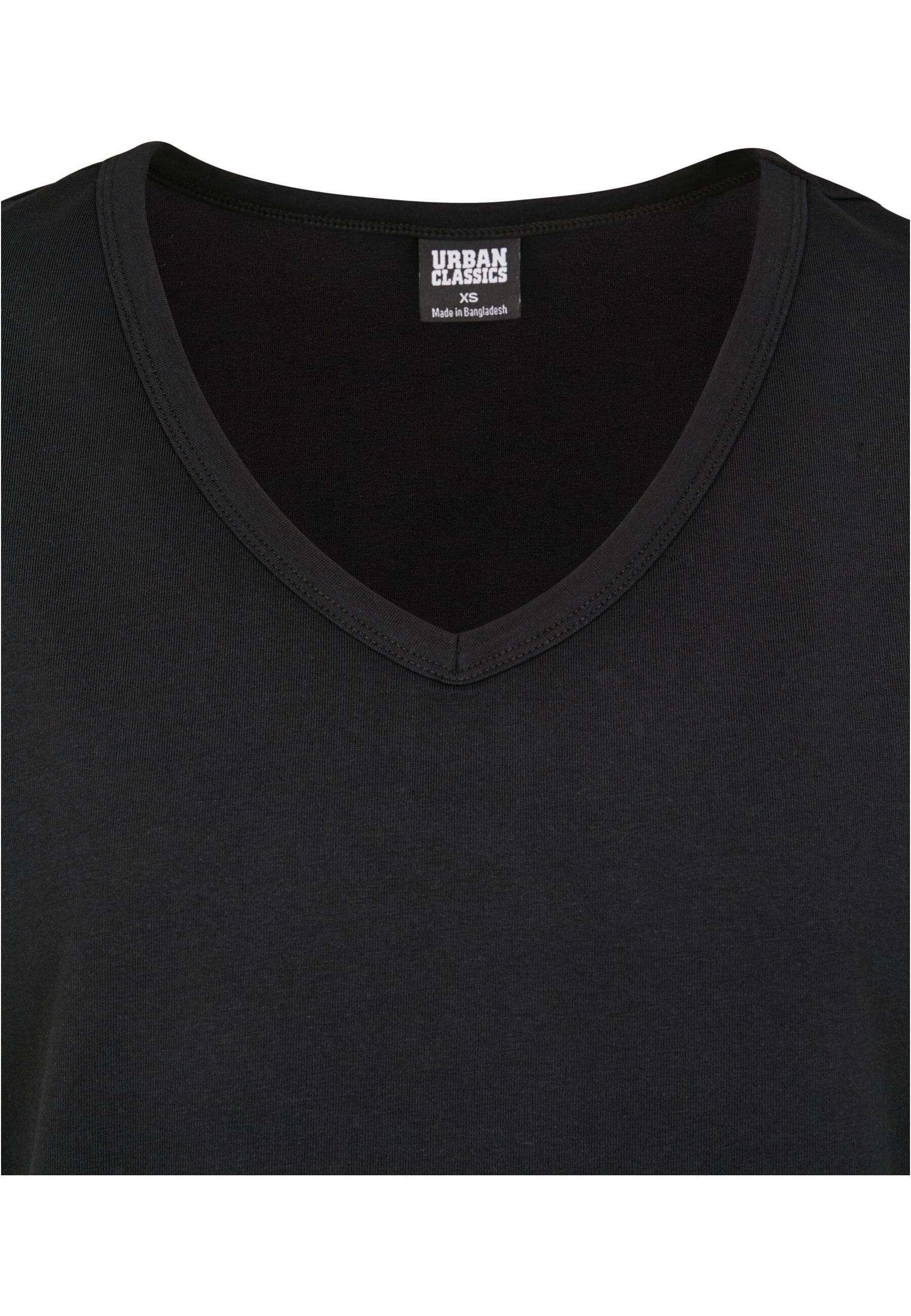 URBAN CLASSICS Kurzarmshirt »Urban Classics Damen Ladies Round V-Neck Extended Shoulder Tee«, (1 tlg.)
