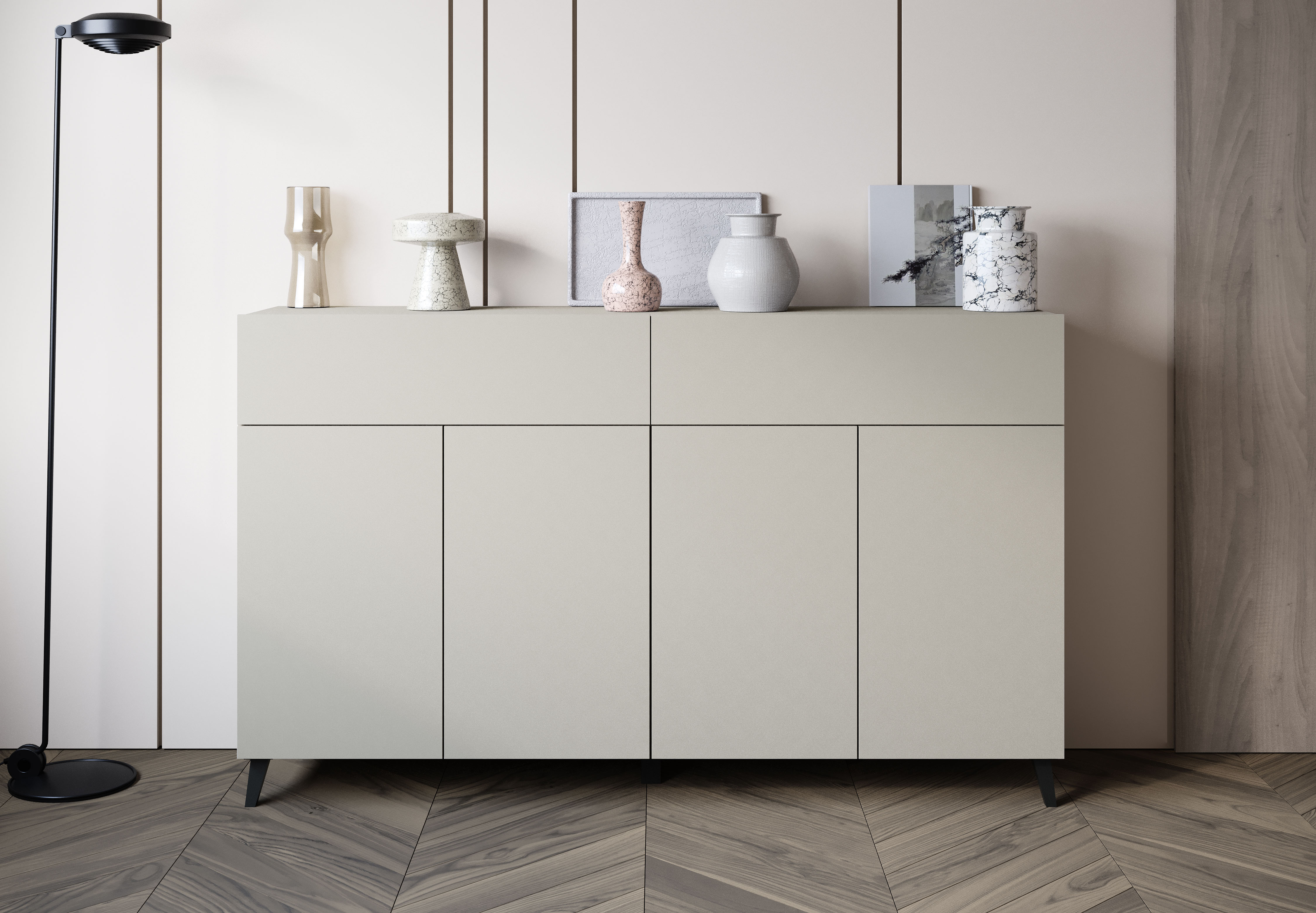 Home affaire Sideboard "Phuket mit 4 Türen und 2 Schubladen, 160 cm breit" 1 Stk. tlg. Grifflose Kommode mit Push-to-Open und viel Stauraum
