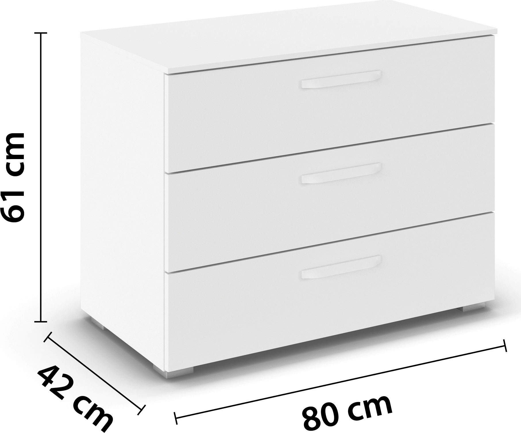 rauch Schubkastenkommode »Sideboard Schubladenkommode OTELI mit Dekor- und Hochglanzfront« Breite 80 cm inkl. Soft-Close-Funktion,  mit 3 geräumigen Schubladen für viel Stauraum MADE IN GERMANY