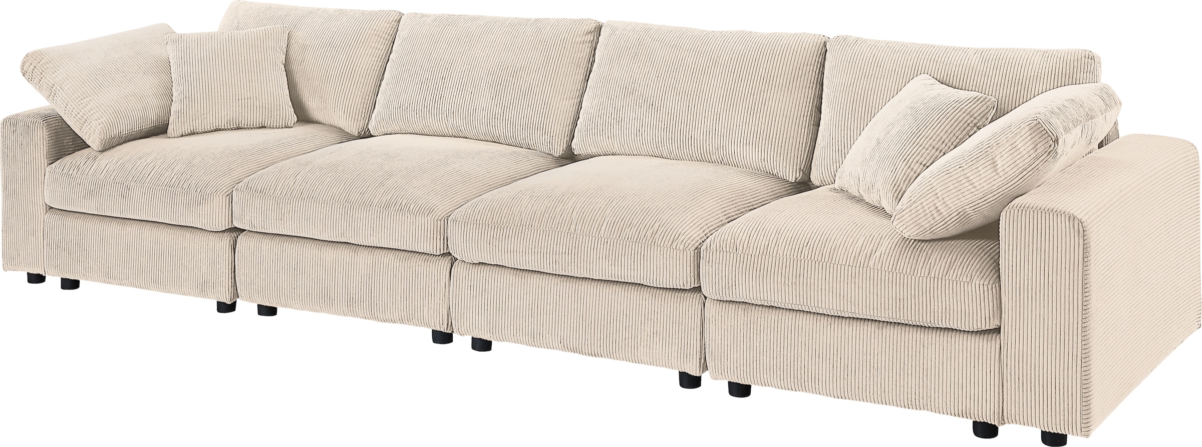 RAUM.ID 4-Sitzer »Bennid, XXL-Modulsofa mit vielen individuellen Stellmöglichkeiten«, (Set, 4 St.), inklusive 2 großen & 2 kleinen Zierkissen im flauschigen Cord