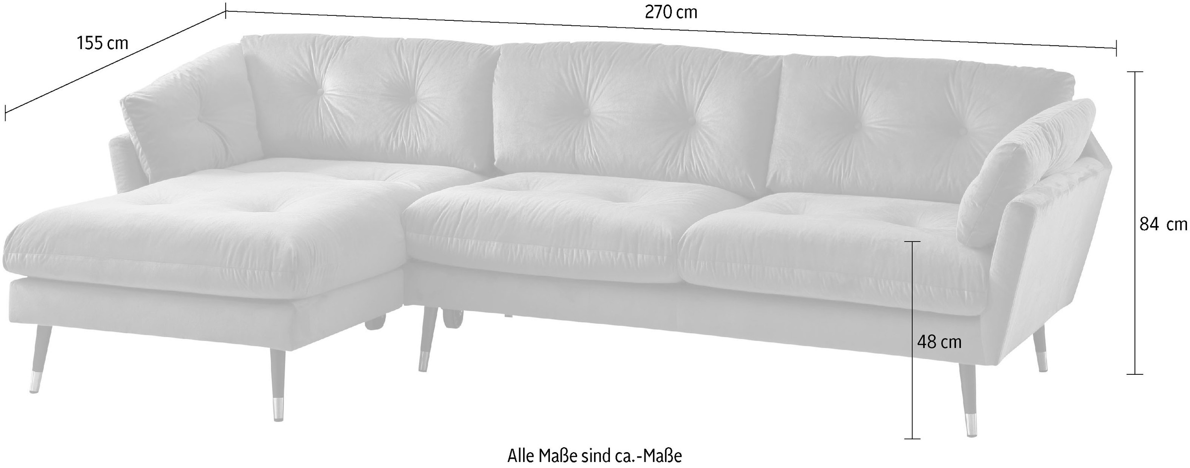 Trends by HG Ecksofa "Japan L-Form", mit Fuß in Holz-Metallkombination, Rec günstig online kaufen