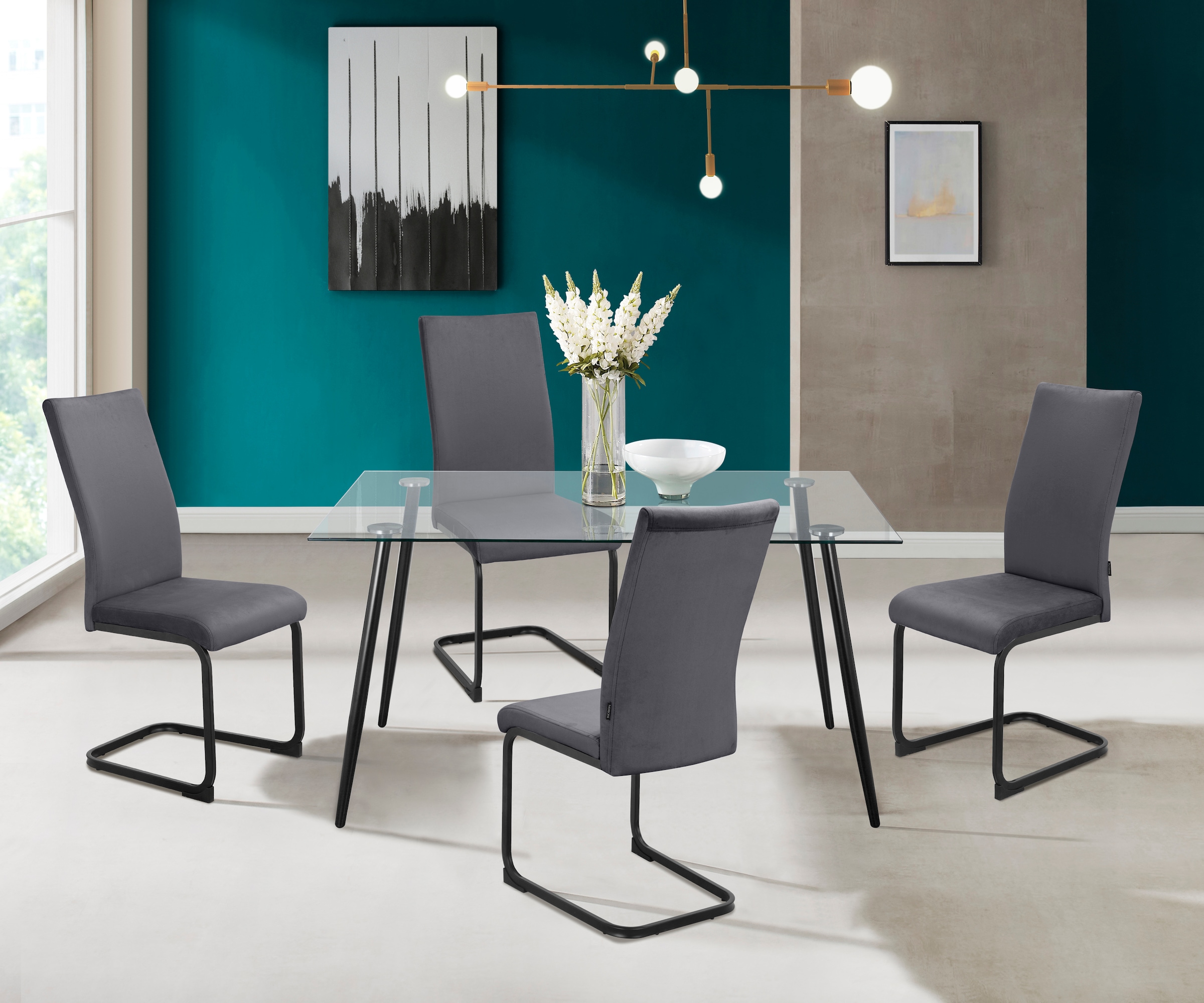 INOSIGN Esszimmerstuhl »Darcel«, (Set), 4 St., Veloursstoff, Freischwinger