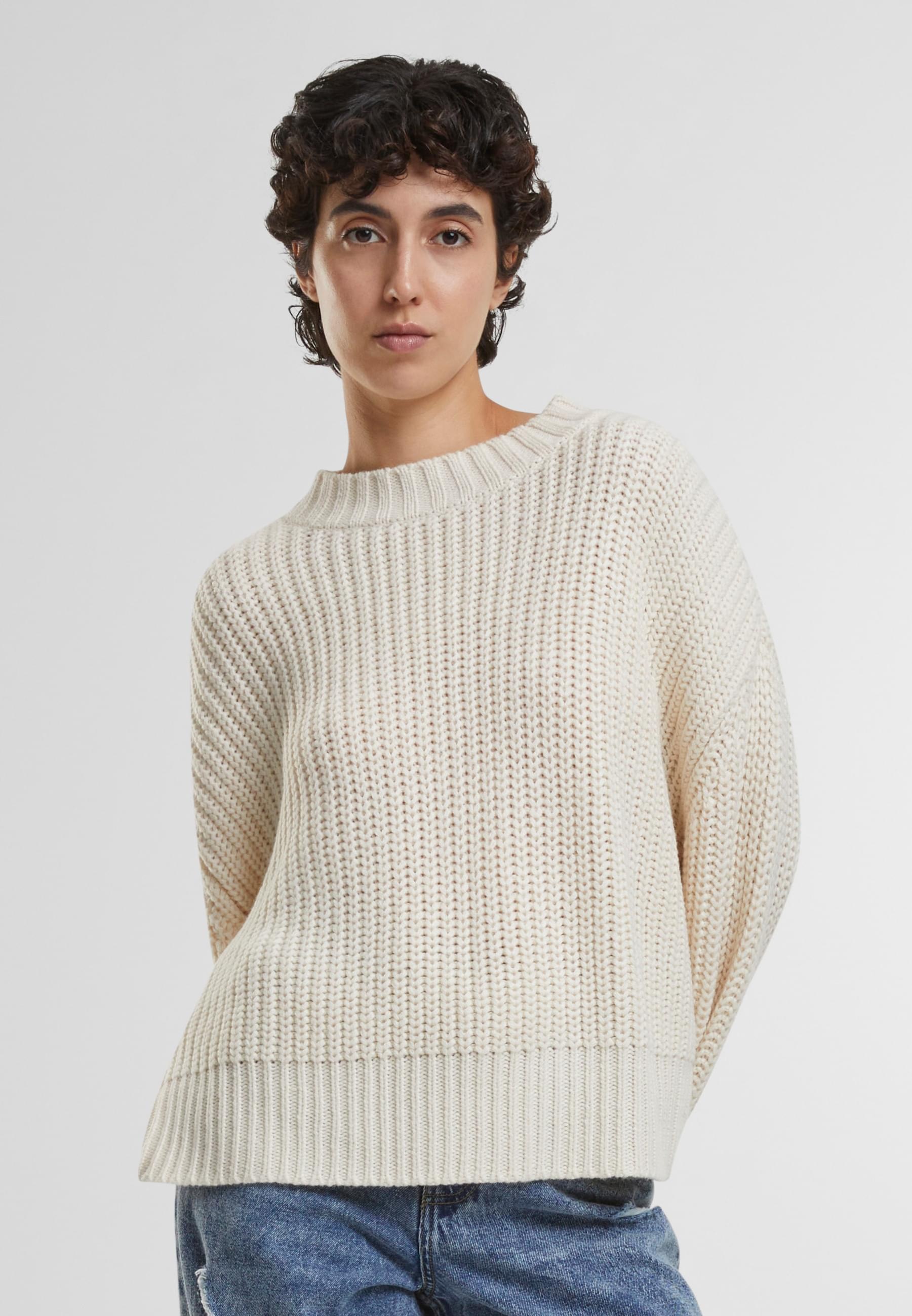 URBAN CLASSICS Rundhalspullover »Urban Classics Ladies Wide Basic Oversized Sweater«, (1 tlg.)