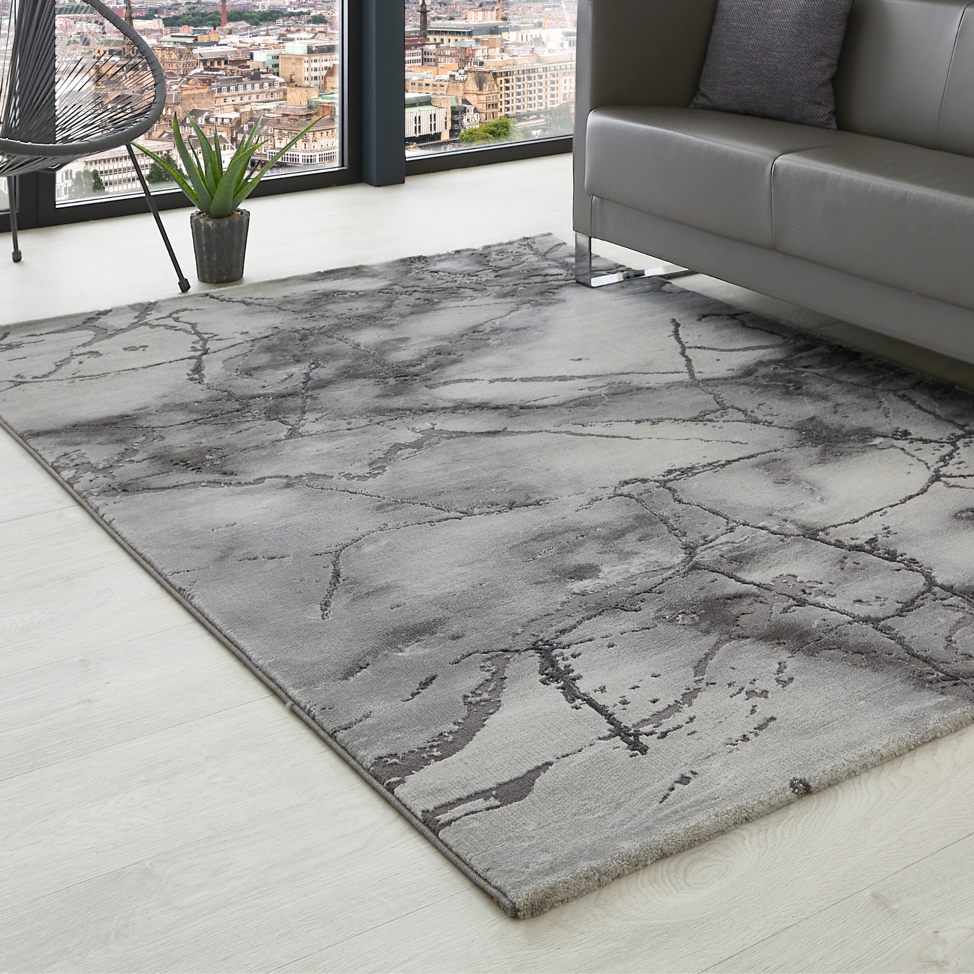 LUXOR living Teppich »Phoenix«, rechteckig, 17 mm Höhe, modernes Marmor Design, Hoch-Tief Effekt, Seidenoptik, Wohnzimmer