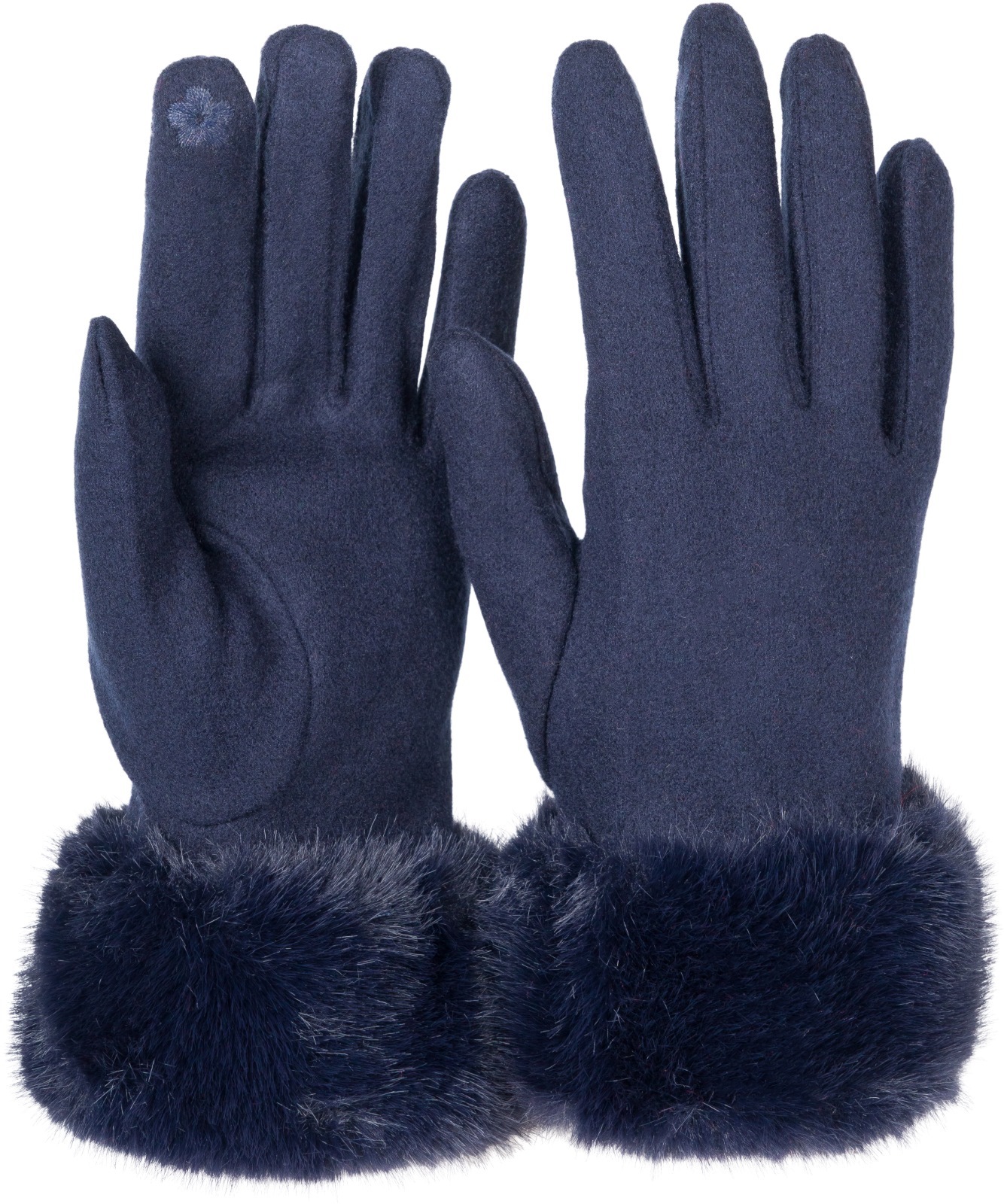 styleBREAKER Fleecehandschuhe "Unifarbene Touchscreen Handschuhe mit Kunstfell" 2 Stk.