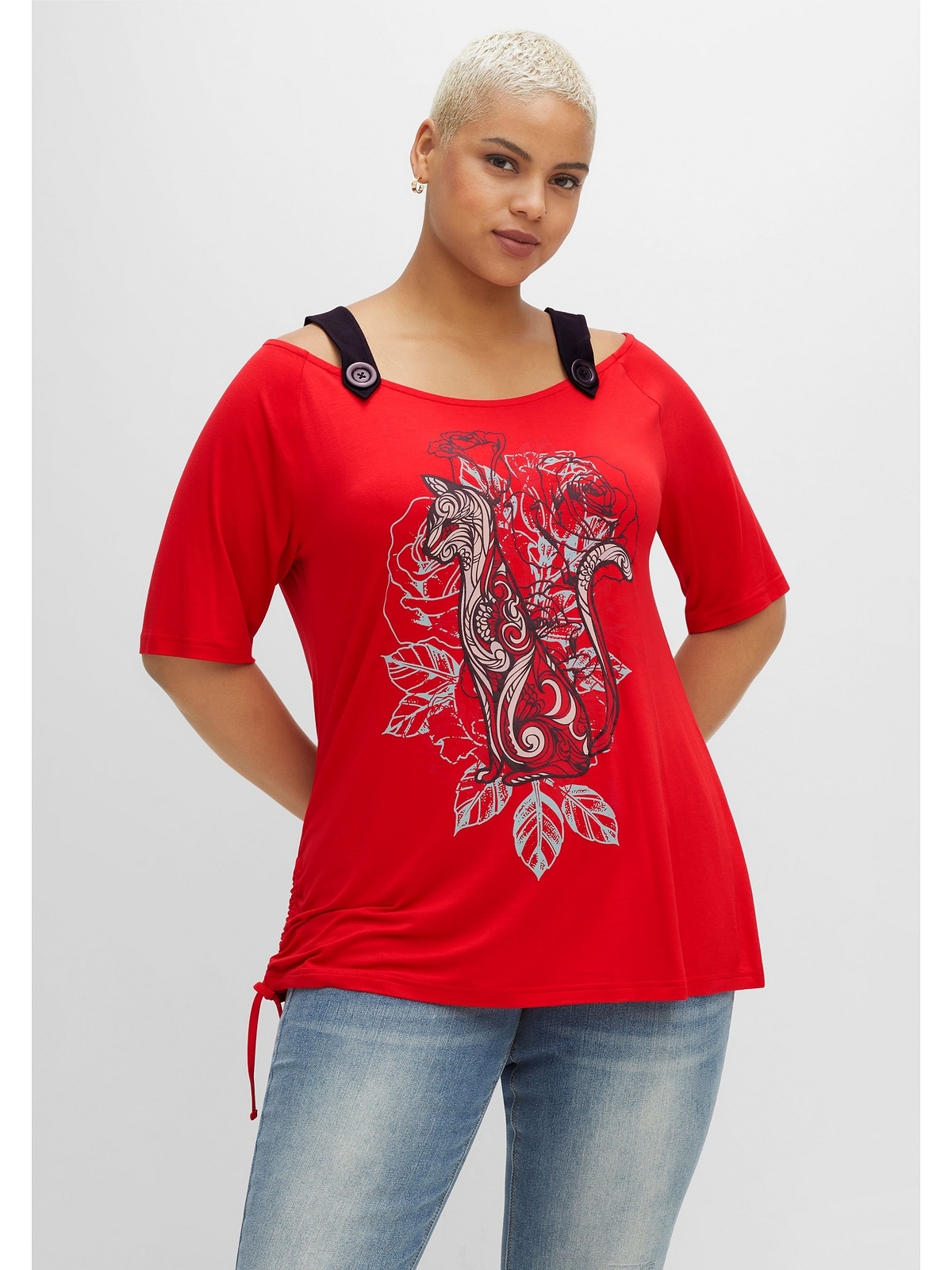 sheego by Joe Browns T-Shirt »Große Größen«, mit Trägern und Frontdruck für  bestellen | BAUR