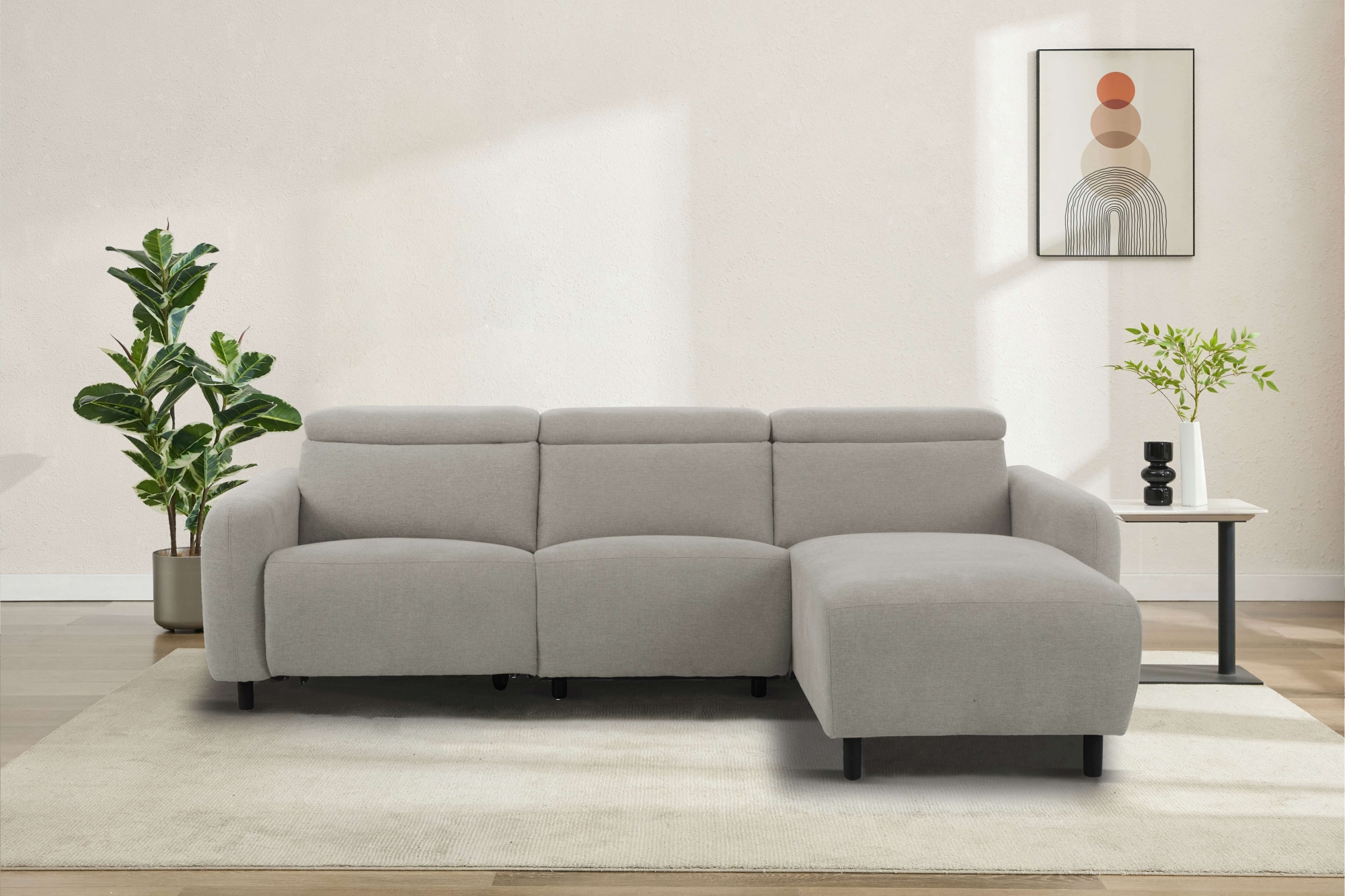 Home affaire Ecksofa »SKAANE Struktur, L-Form, 274 cm, manuelle u. elektrische Funktion,«, 274 cm, mit Kopfteilverstellung und man. oder elektr. Relaxfunktion