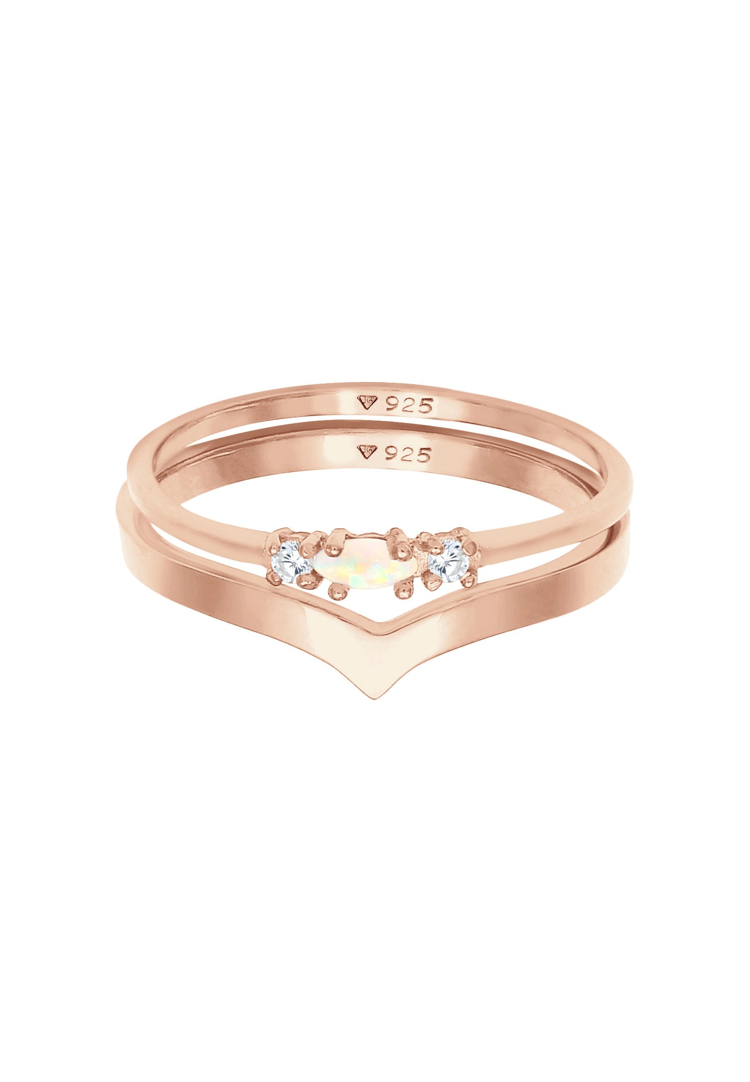 Elli Ring-Set »Ring Marquise Opal Zirkonia Dreieck ( 2 tlg) 925 Silber«