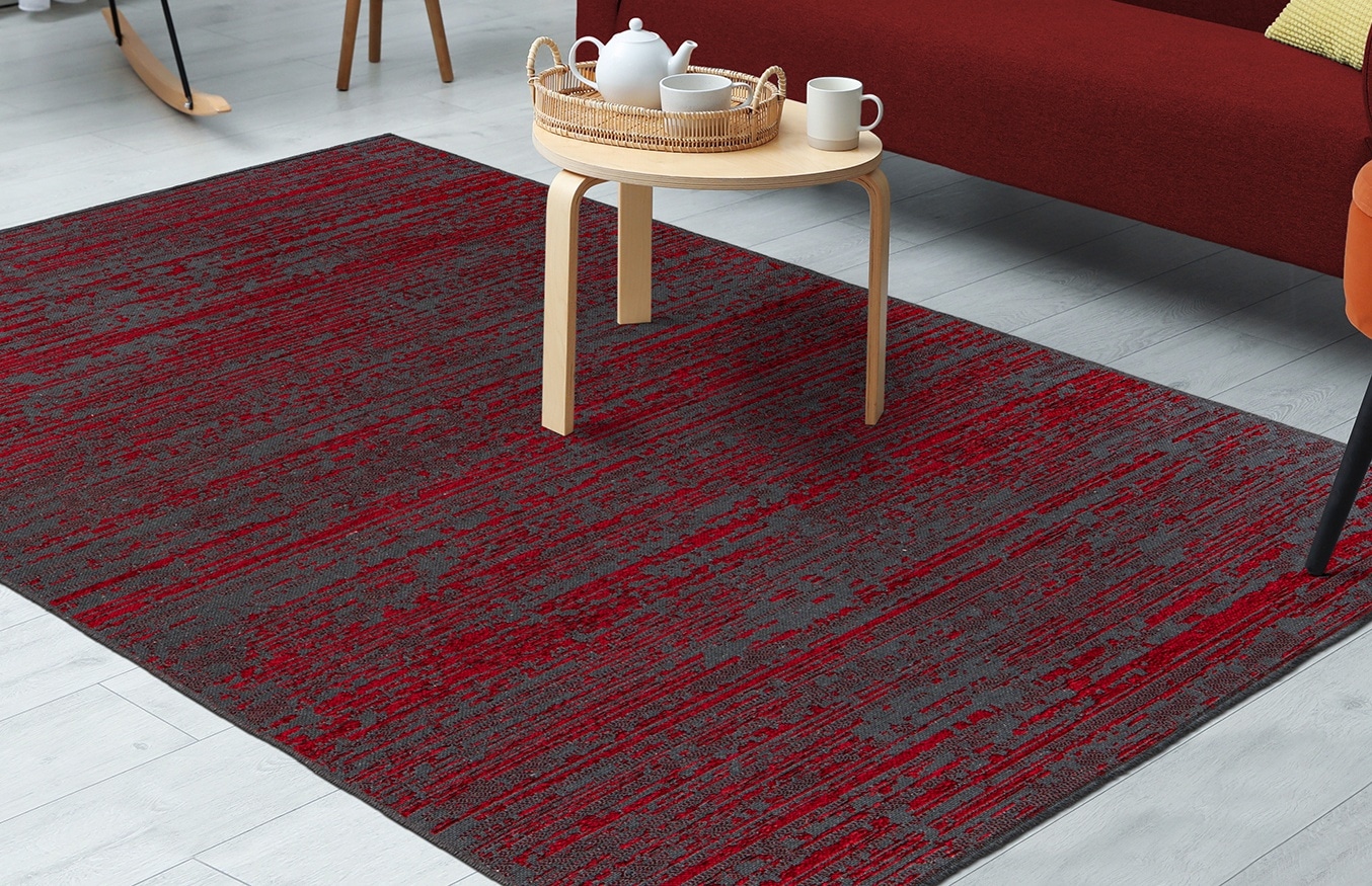 Kayoom Teppich "Kalea 125" rechteckig 8 mm Höhe Flachgewebeteppich mit Relief-Design, Used-Look, moderne Farben