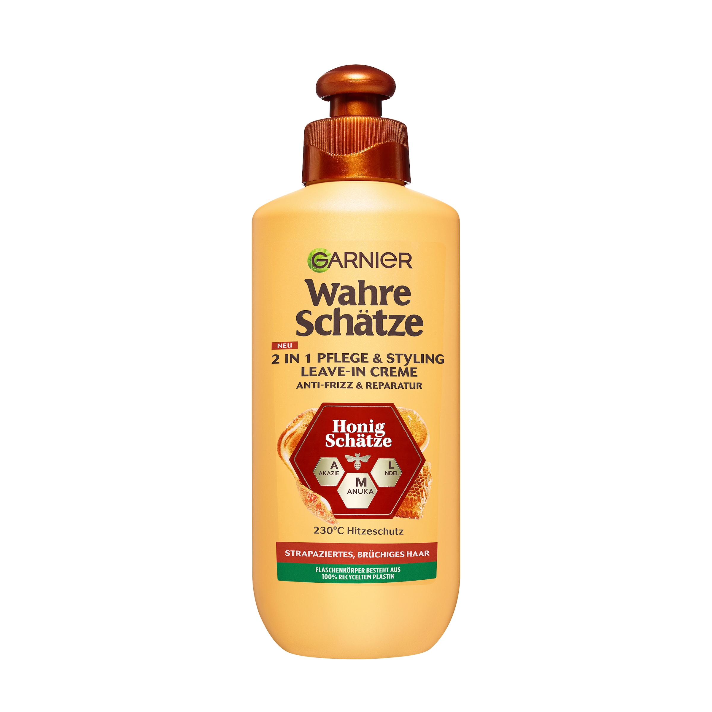 GARNIER Haarmousse »Garnier Wahre Schätze 2-in-1 Pflege & Styling Honig Schätze« für strapaziertes und brüchiges Haar, leichte Creme-Textur
