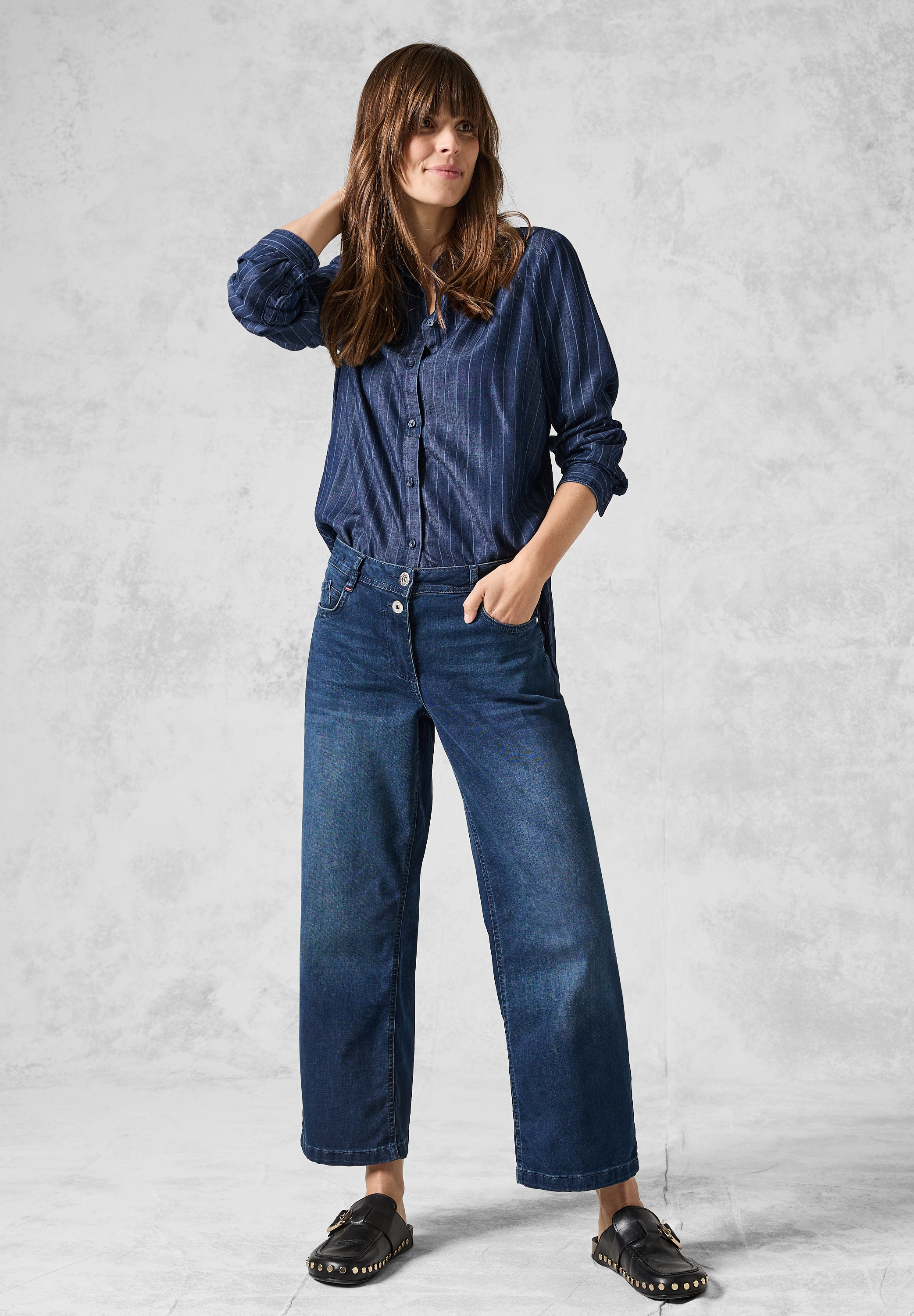 Cecil Jeansbluse, im Streifen-Design