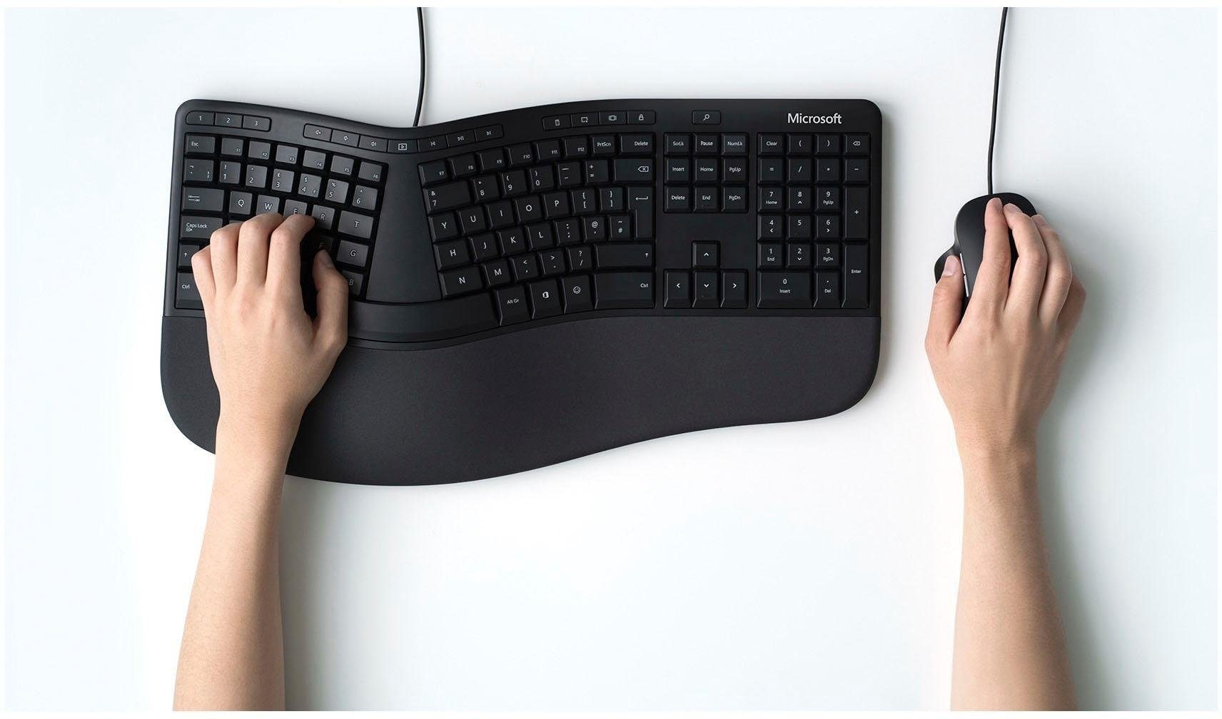 Microsoft ergonomische Tastatur »LXM-00006«, (ergonomische Form-USB-Anschluss)