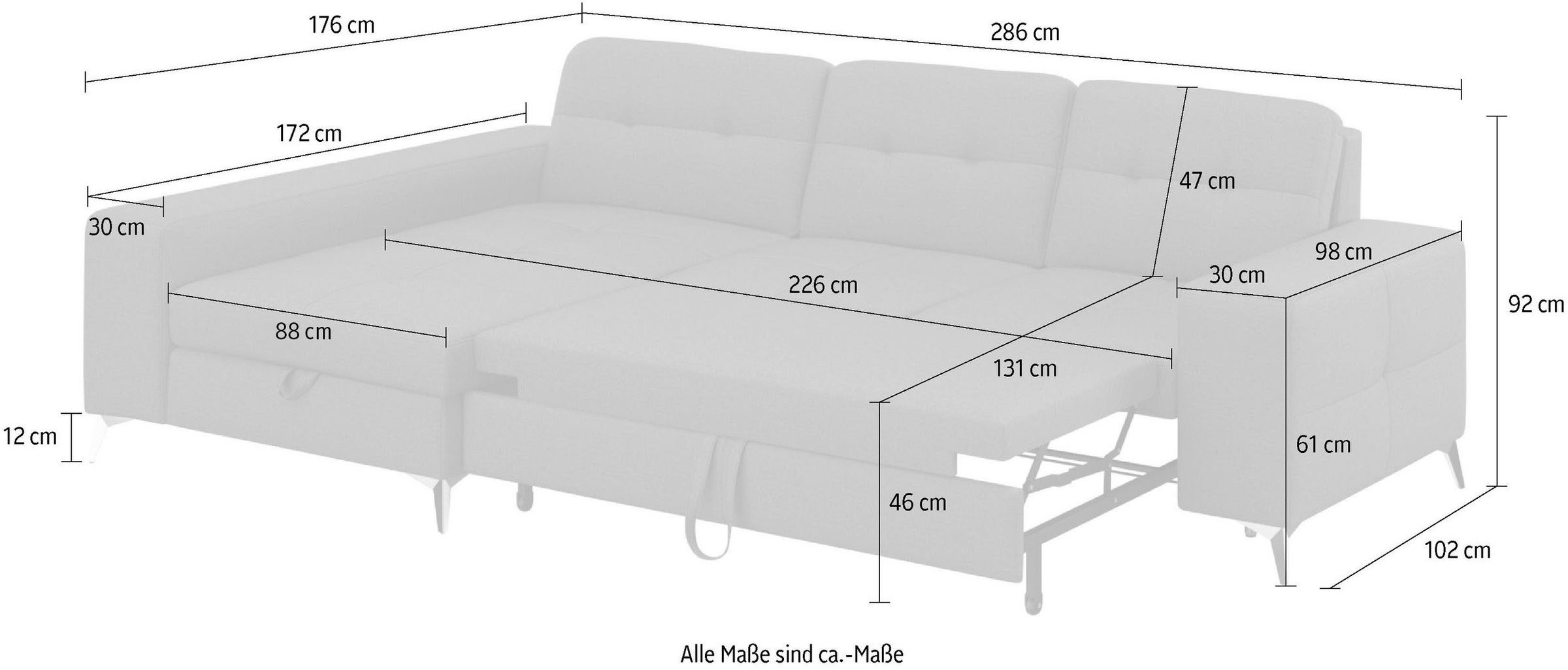 sit&more Ecksofa »Baviene L-Form«, inklusive Sitztiefenverstellung und Federkern, wahlweise Bettfunktion