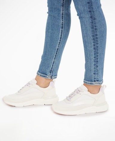 Calvin Klein Wedgesneaker »FLEXI RUNNER LACE UP-NANO MN MX«, pastellfarbenem Fersen-Einsatz, Freizeitschuh, Halbschuh, Schnürschuh