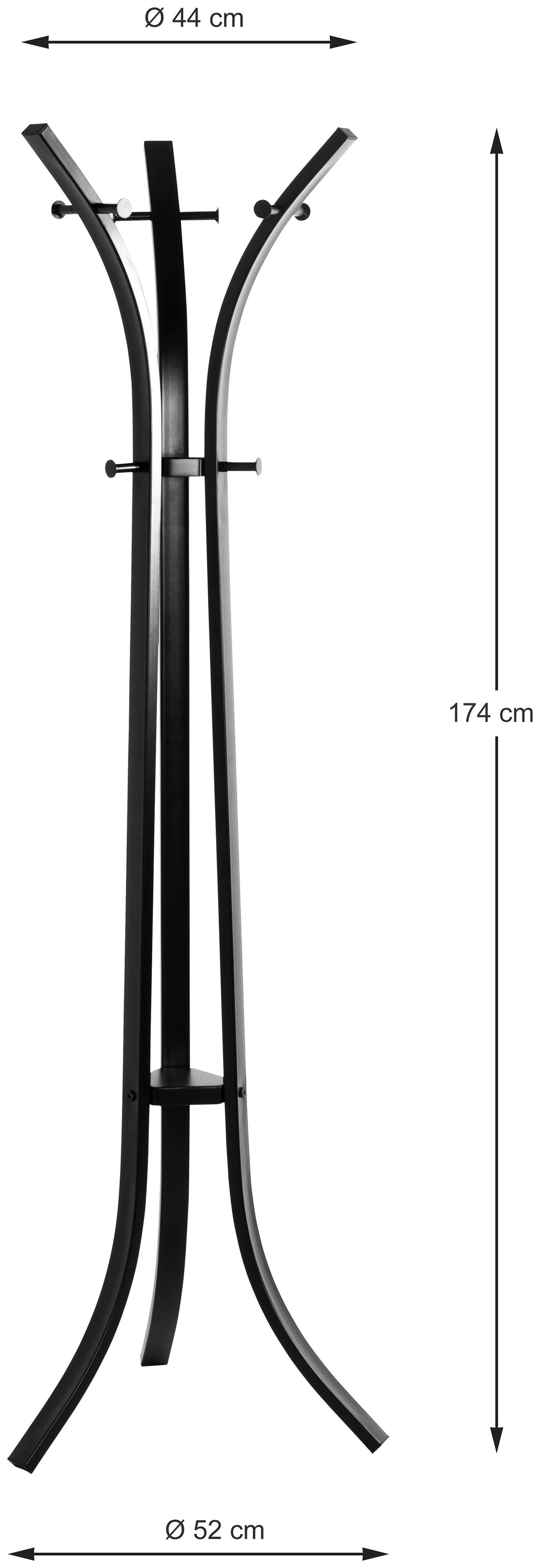 HAKU Garderobenständer »Kleiderständer, Standgarderobe« freiform - aus Metall Schwarz - Ø/H 45/177 cm