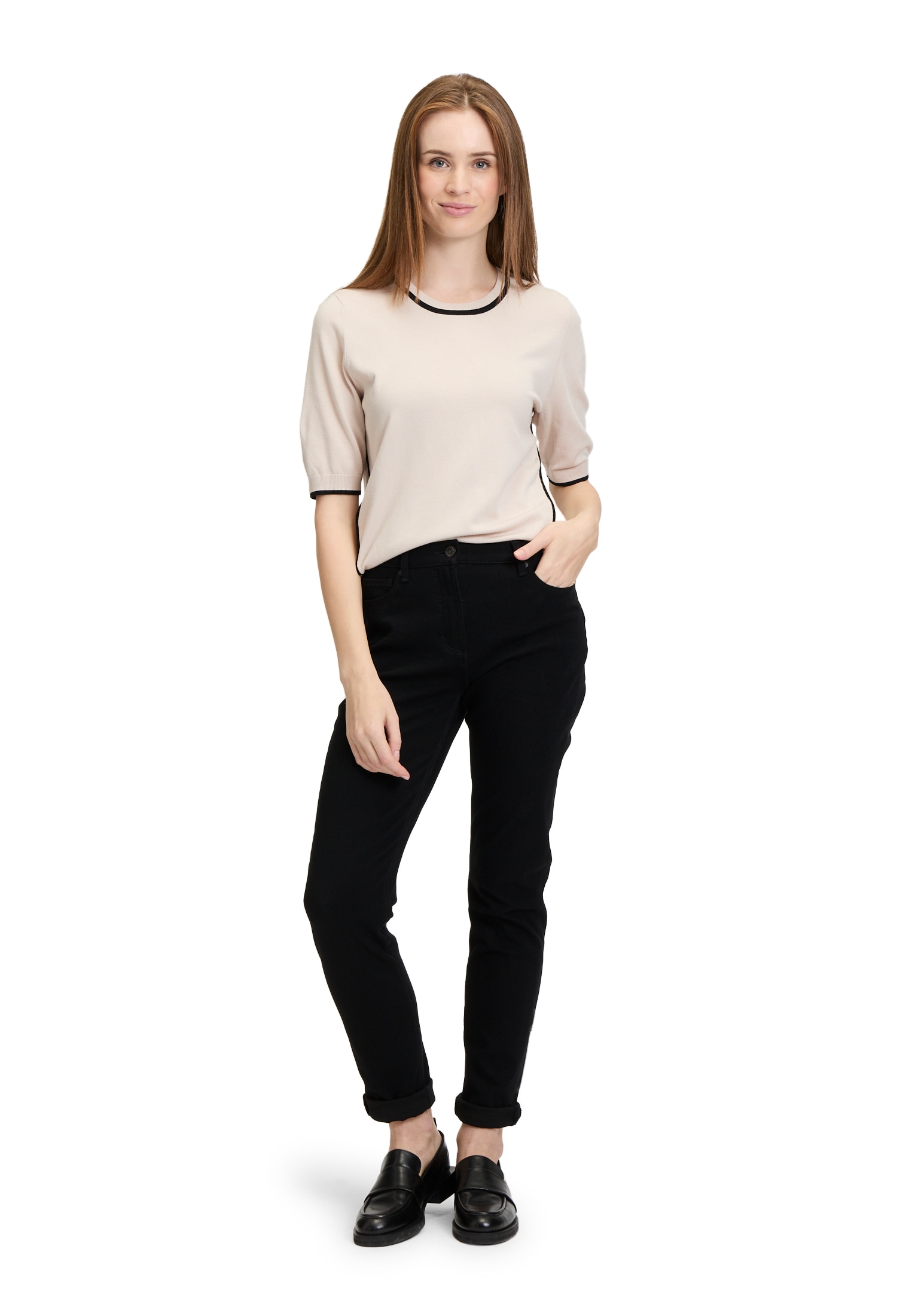 Betty Barclay Kurzarmshirt »Betty Barclay Damen Feinstrickpullover mit Strickdetails«, (1 tlg.), Paspel