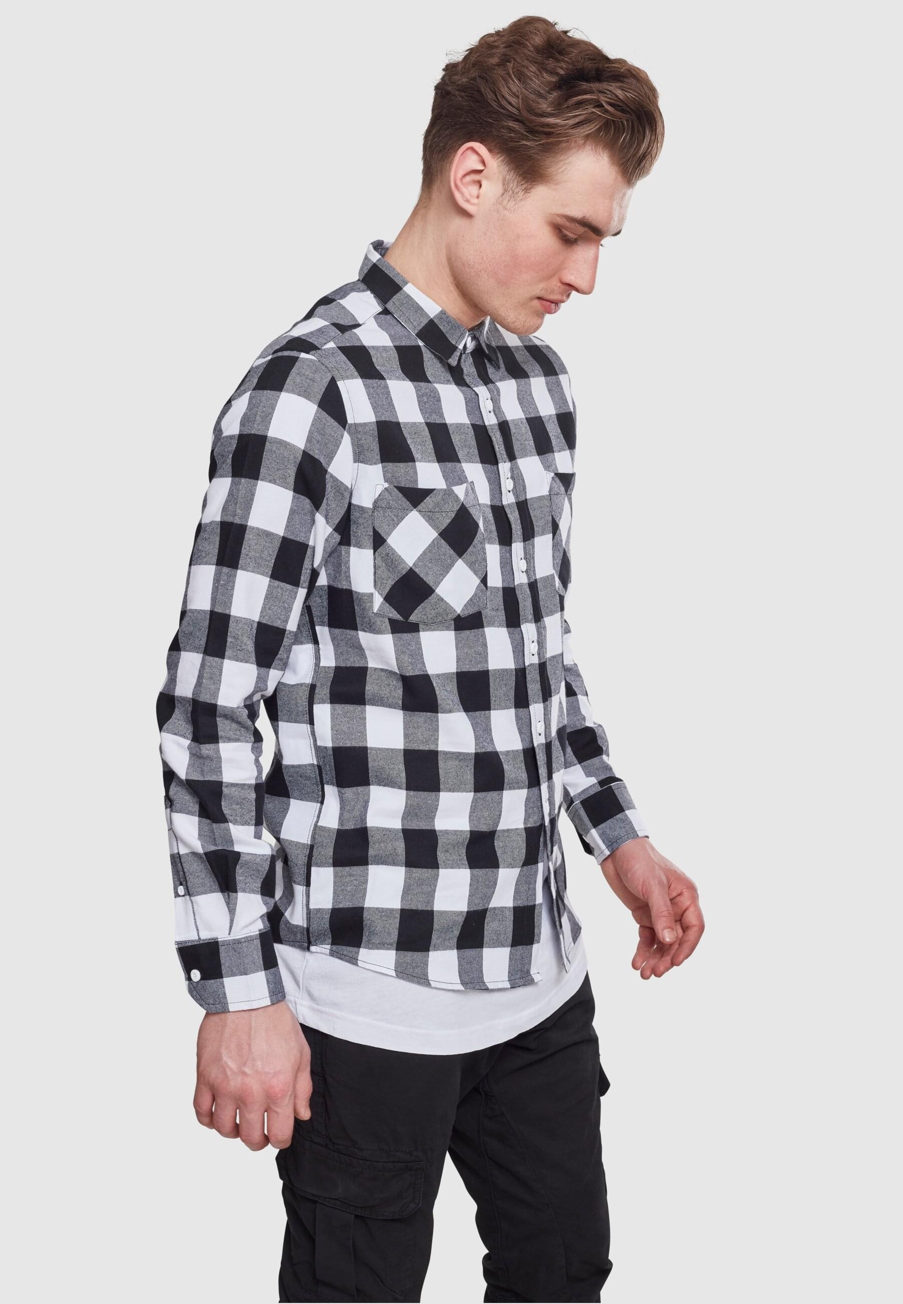URBAN CLASSICS T-Shirt »Urban Classics Herren Checked Flanell Shirt«, (1 tlg.)
