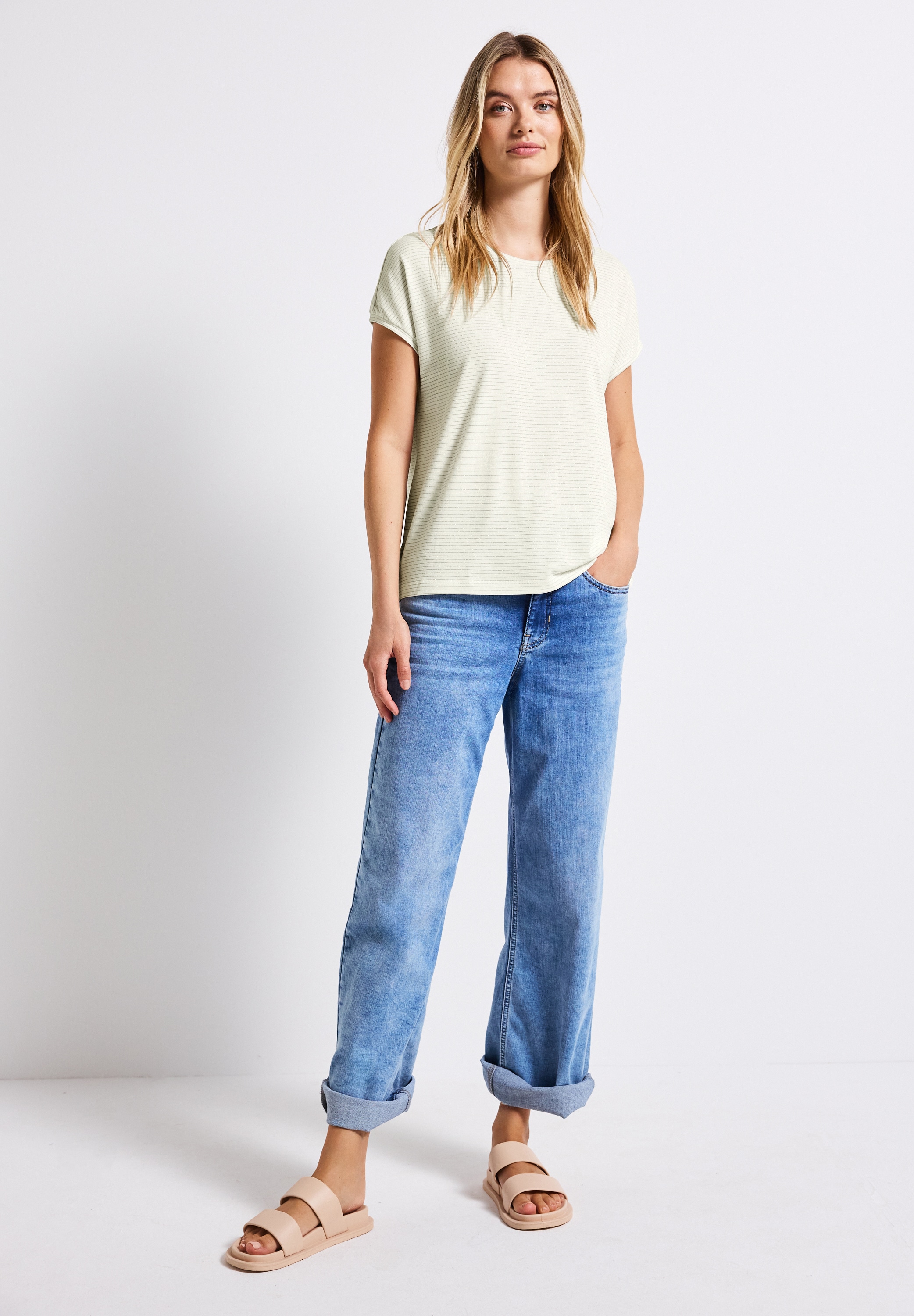 STREET ONE T-Shirt, aus elastischem Materialmix