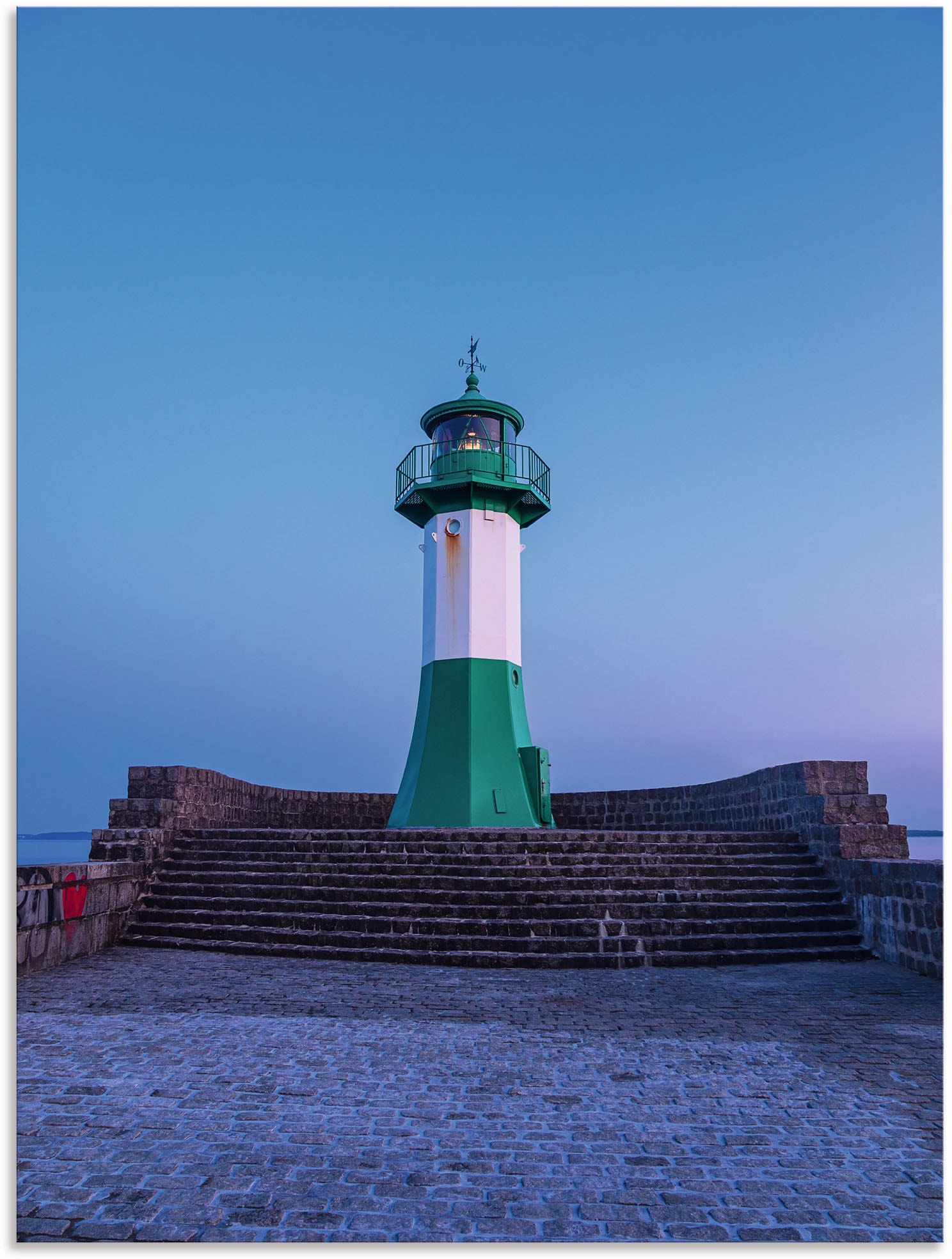 Artland Alu-Dibond-Druck "Leuchtturm auf der Mole von Sassnitz", Gebäude, (1 St.), für Innen- und Außenbereich geeignet,