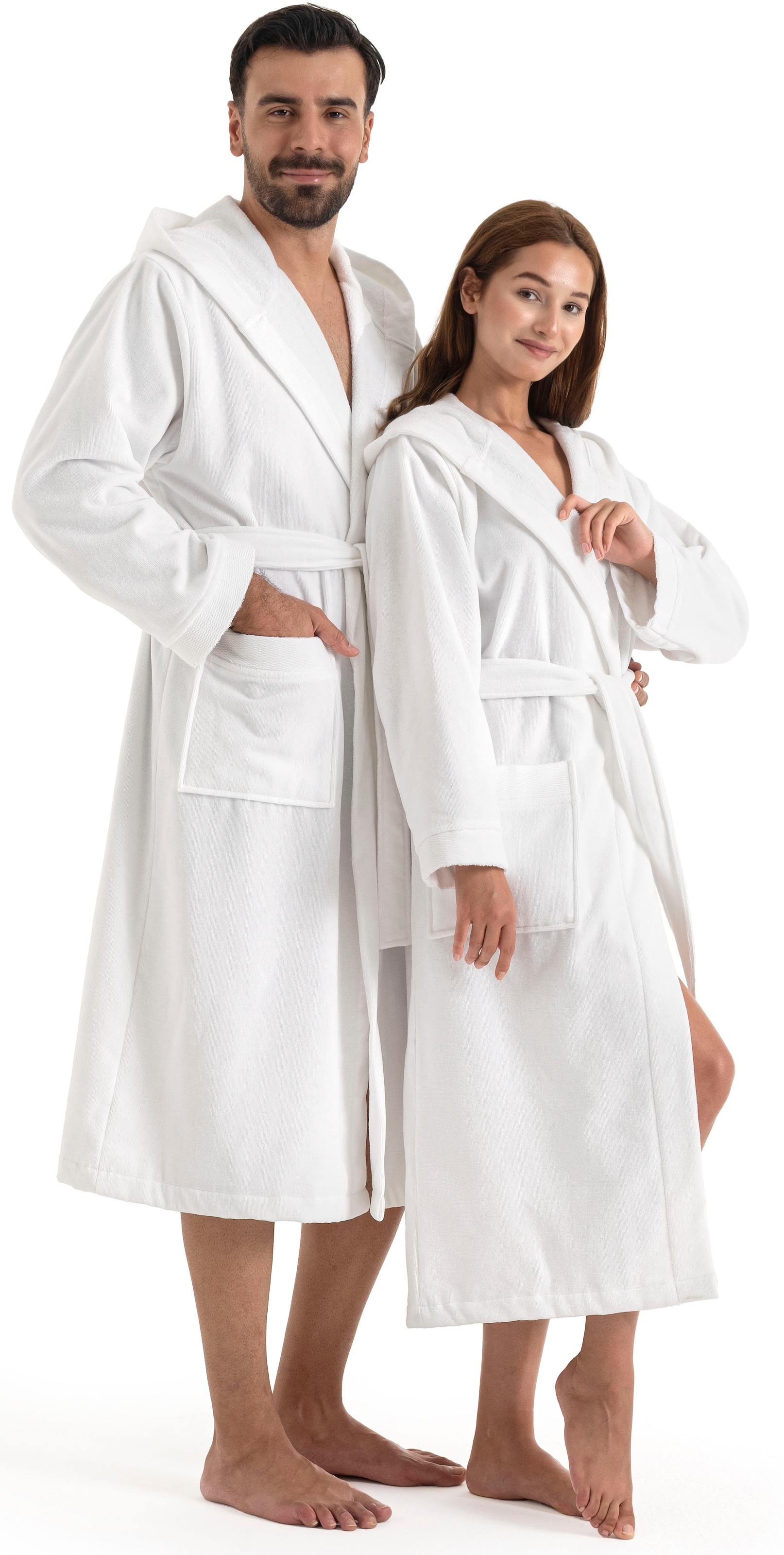 OTTO home Unisex-Bademantel »Fenya, 330 g/m², ideal für Sauna & Spa, Hotelbademantel, Morgenmantel«, (1 St.), Reißverschlusstaschen, weich mit GRATIS-Zugabe: 1x Duschtuch 70x140 cm
