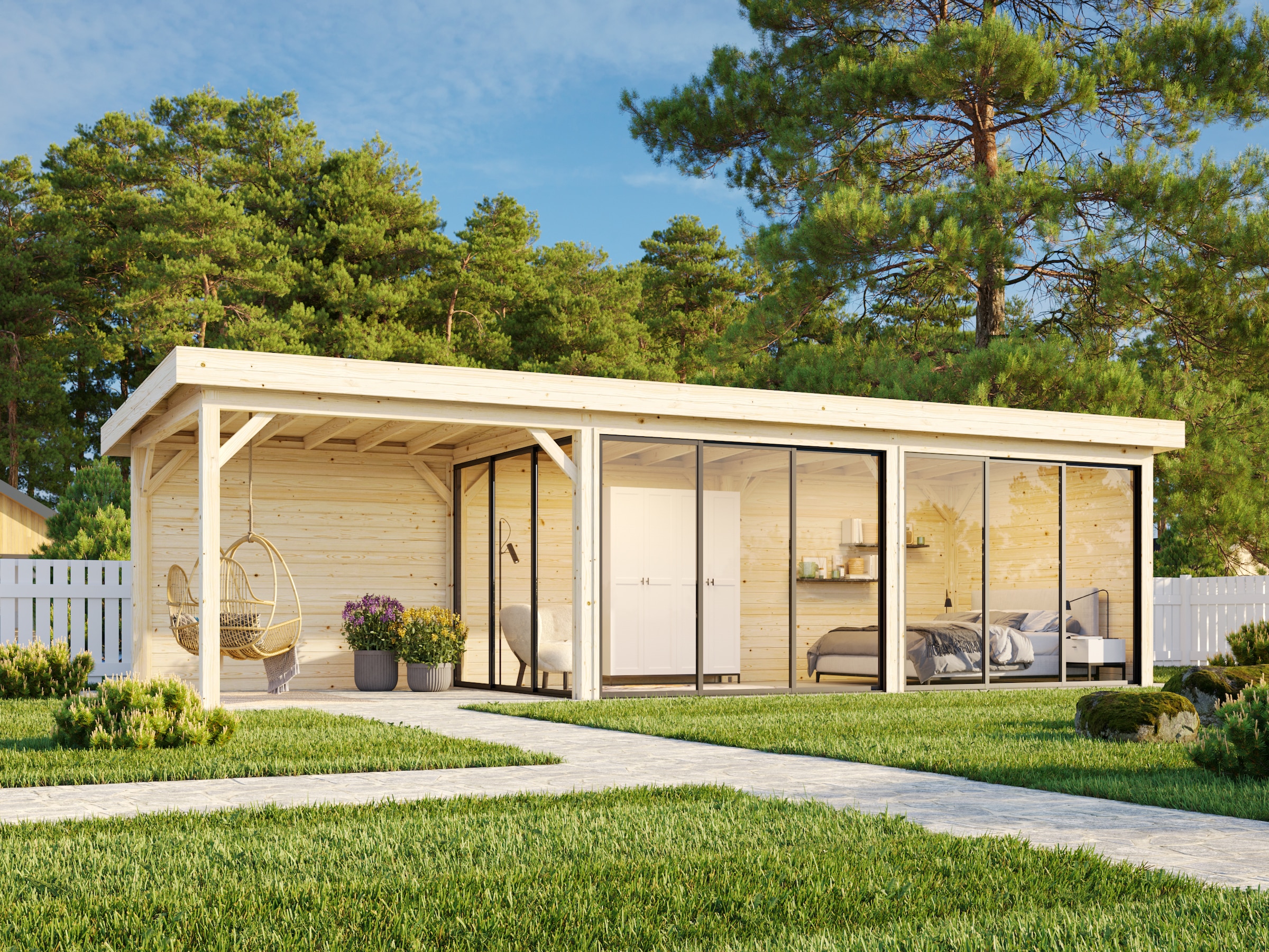 Palmako Gartenhaus »Lenna 24,9 m², Set 717 Slide Plus«