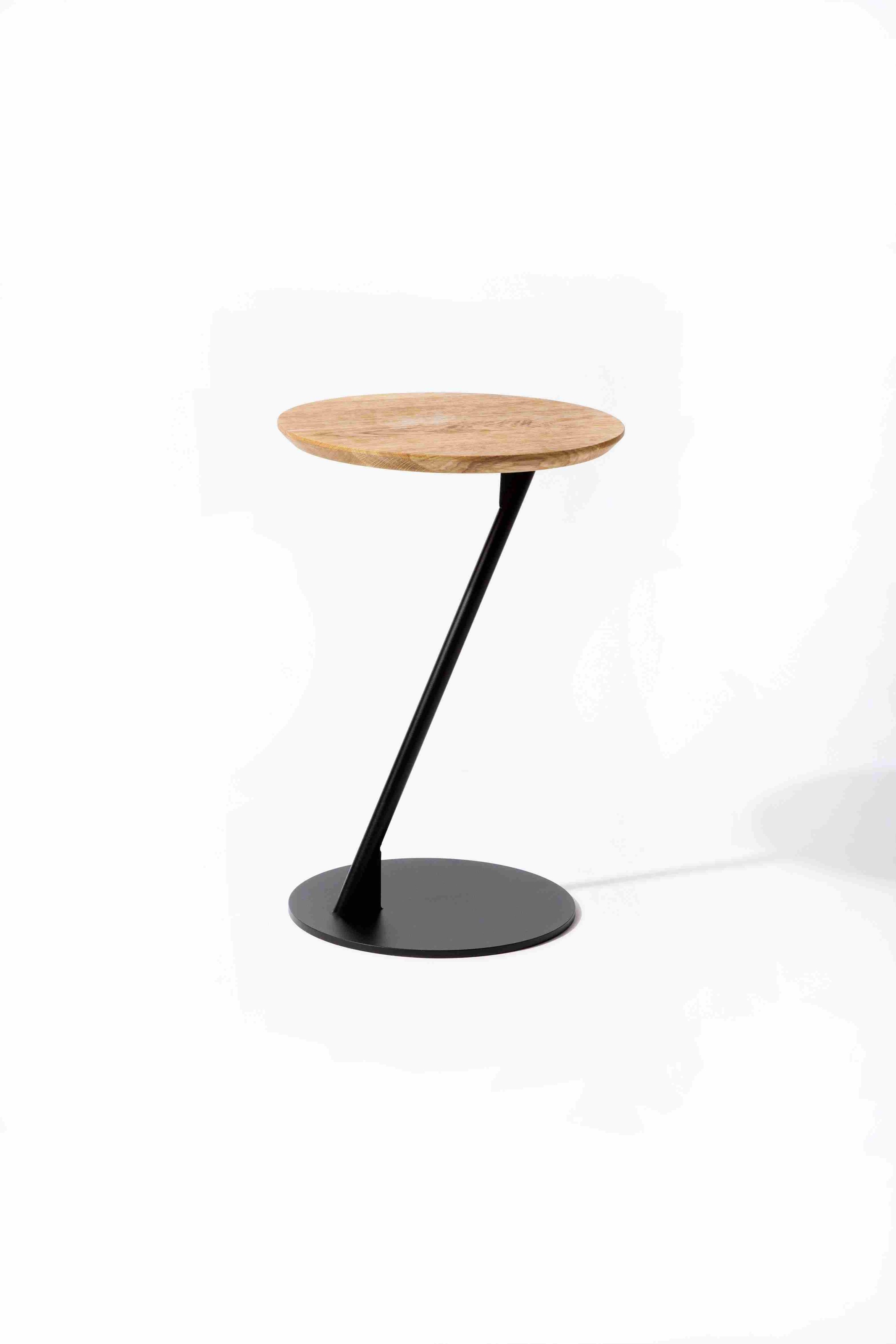 Couchtisch ANDAS "Kurikka", beige (natur, schwarz, natur), B:35cm H:52cm T:35cm, Tische, Couchtisch, Kaffeetisch, Tischplatte aus massiver Eiche, Gestell aus Metall 3